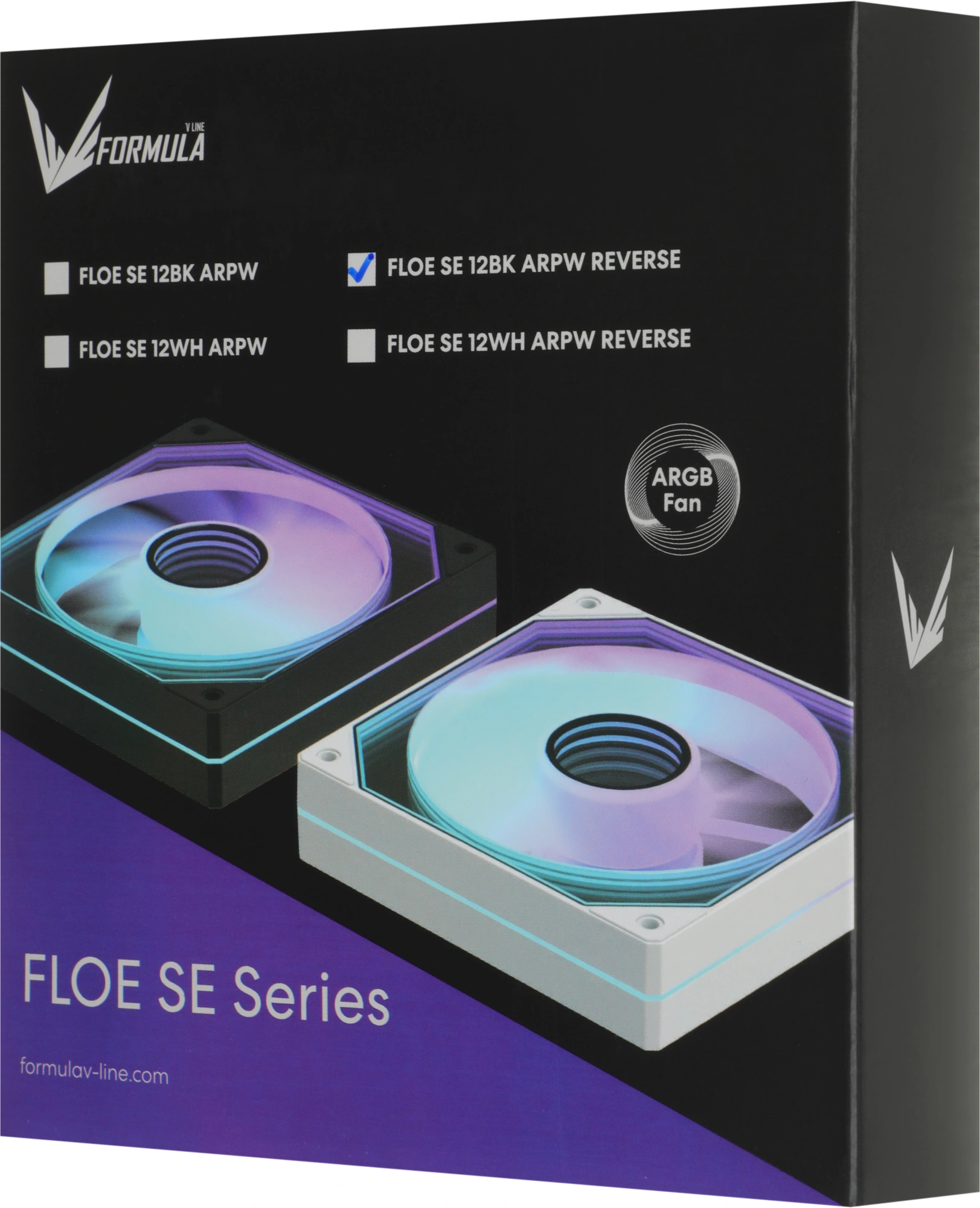 Вентилятор для корпуса Formula Floe Se 12 Reverse ARGB 120х120x25 черный 4-pin 27.5дБ (FLOE SE 12BK ARPW REVERSE) Ret — миниатюра 5