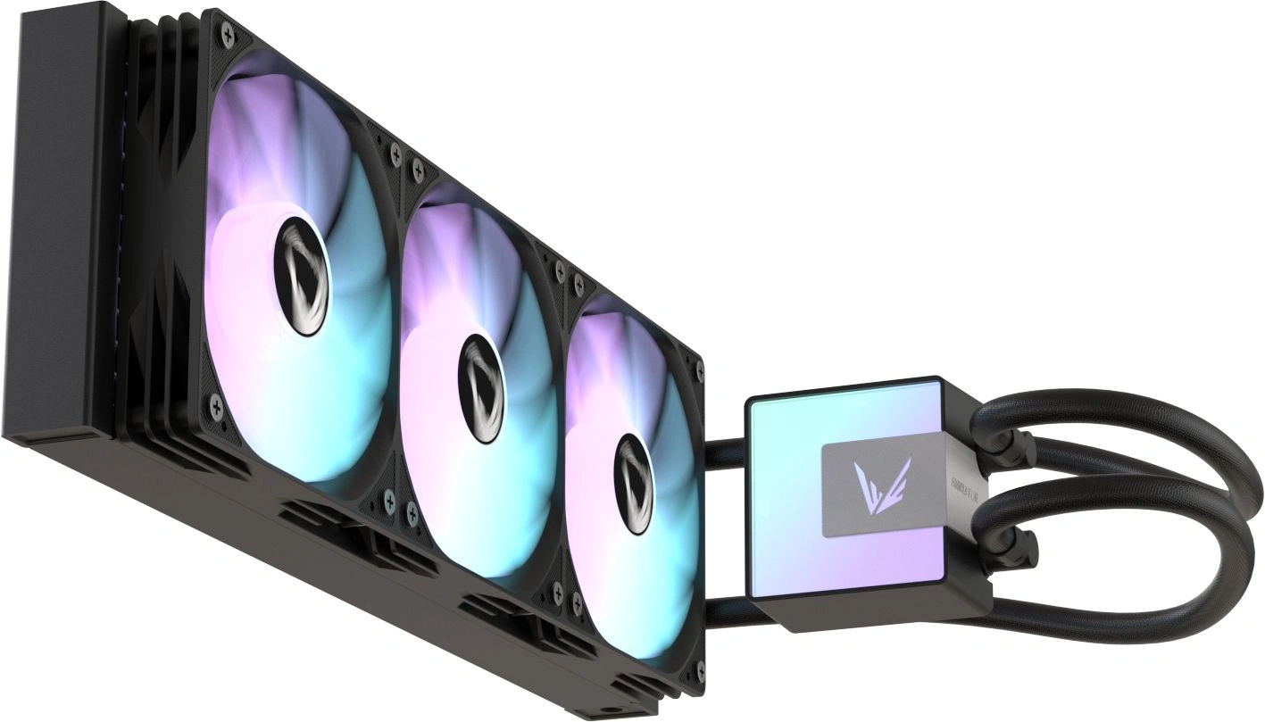 Система водяного охлаждения Formula Ice Jet Glow 360 ARGB Soc-AM5/AM4/1200/2066/1700/1851 черный 4-pin 1-27dB Al+Cu 300W 2020gr Ret (ICE JET GLOW 360 BK) — миниатюра 3