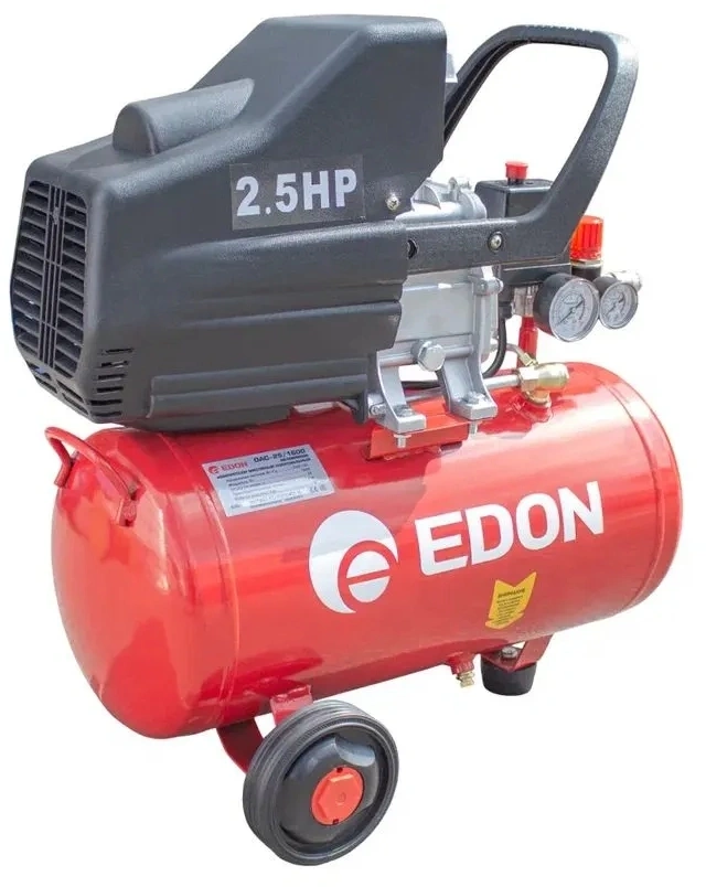 Компрессор поршневой Edon OAC-25/1600 масляный 198л/мин 25л 1600Вт красный — фото 1