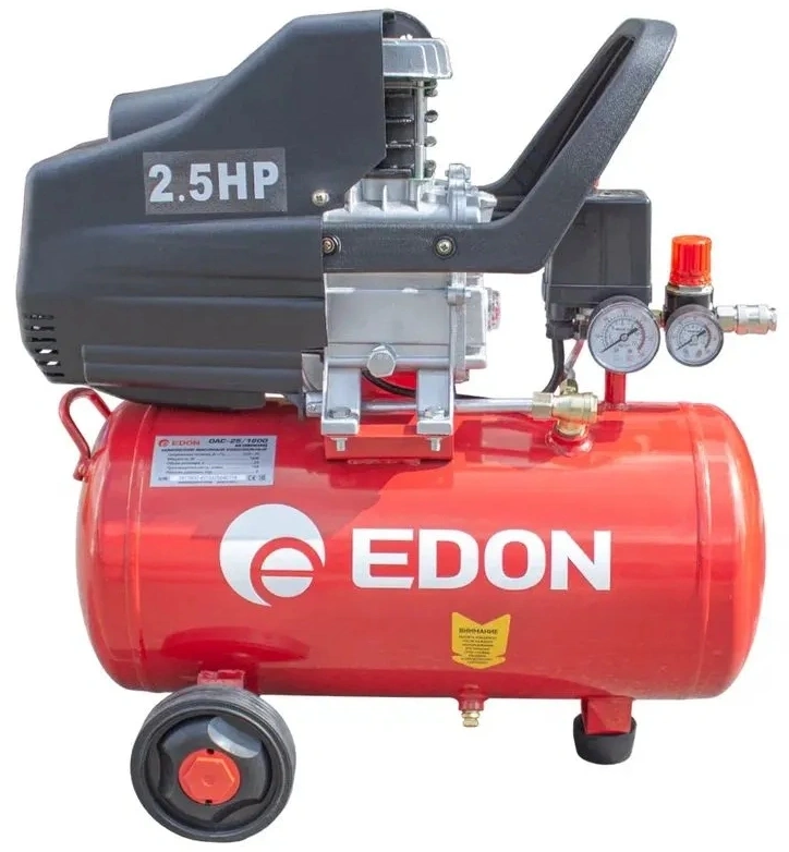 Компрессор поршневой Edon OAC-25/1600 масляный 198л/мин 25л 1600Вт красный — миниатюра 3