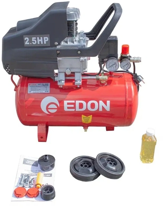 Компрессор поршневой Edon OAC-25/1600 масляный 198л/мин 25л 1600Вт красный — миниатюра 7