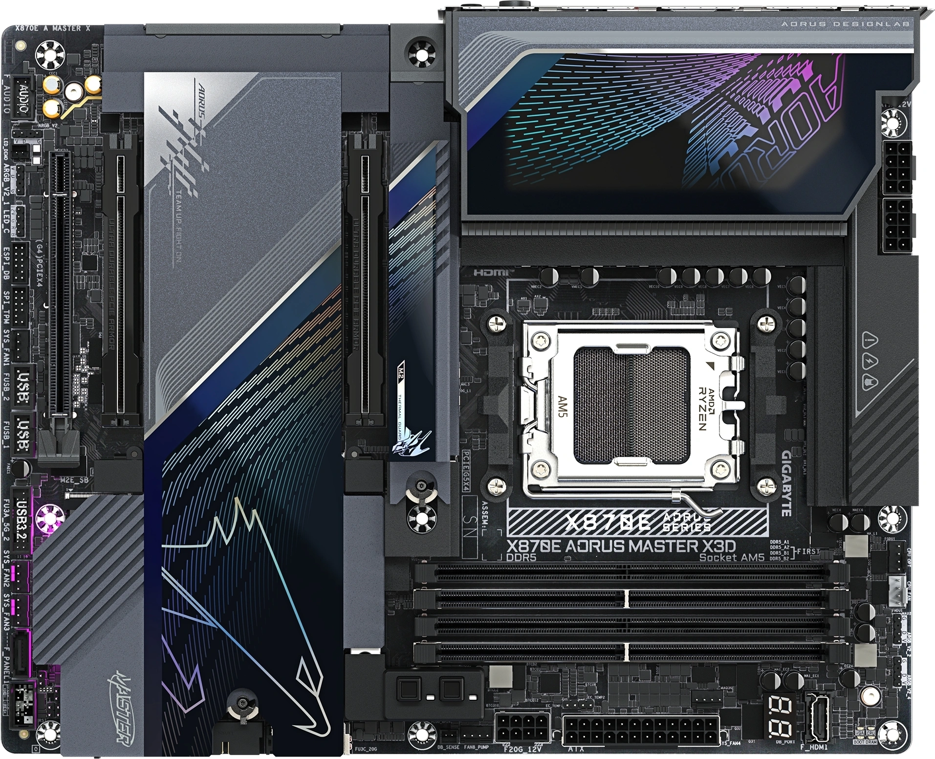 Материнская плата Gigabyte X870E A MASTER X Socket AM5 AMD X870E 4xDDR5 ATX AC`97 8ch(7.1) 1 x 10Gigabit + 1 x 5Gigabit RAID+HDMI — фото 1