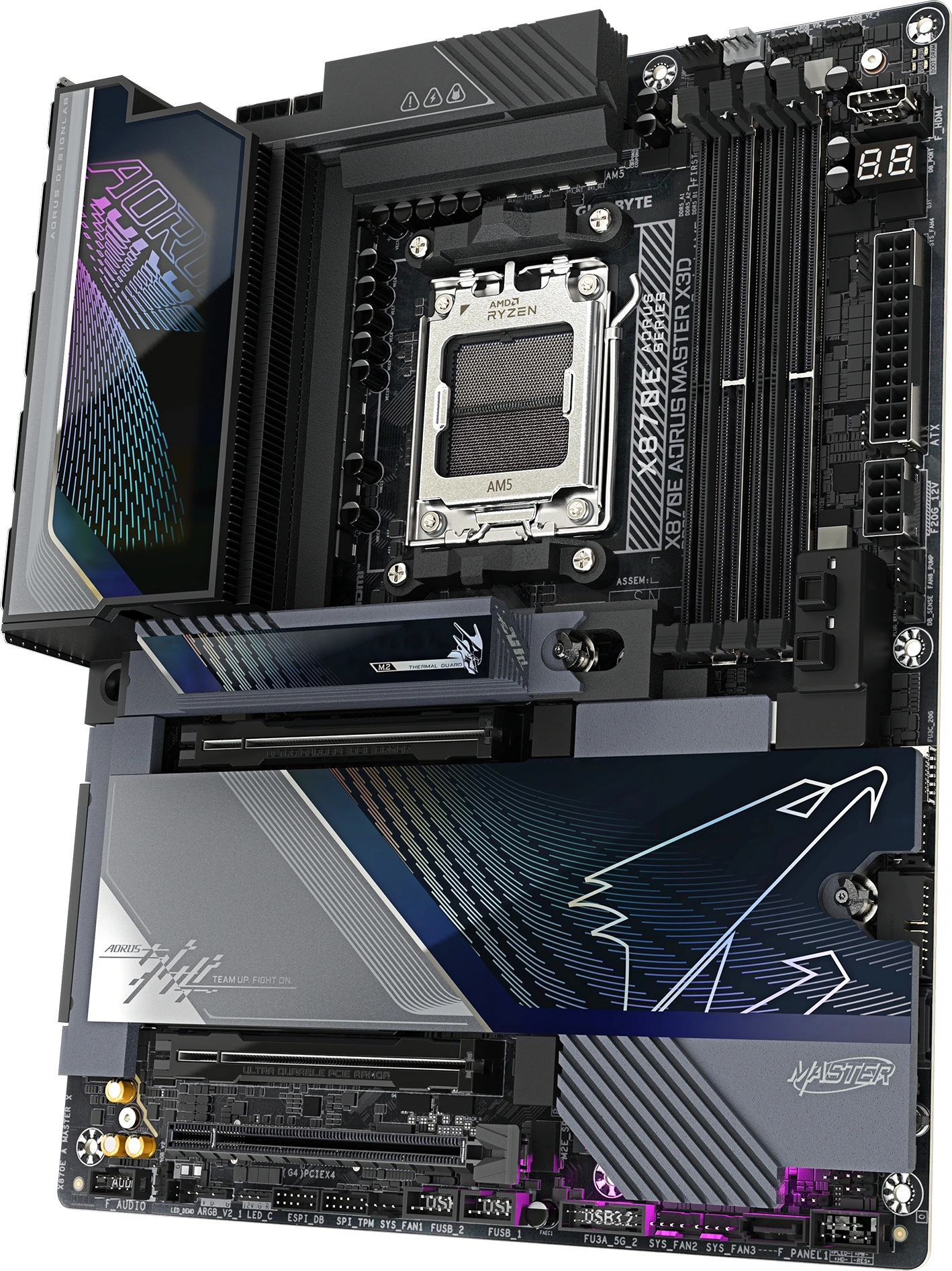 Материнская плата Gigabyte X870E A MASTER X Socket AM5 AMD X870E 4xDDR5 ATX AC`97 8ch(7.1) 1 x 10Gigabit + 1 x 5Gigabit RAID+HDMI — миниатюра 4