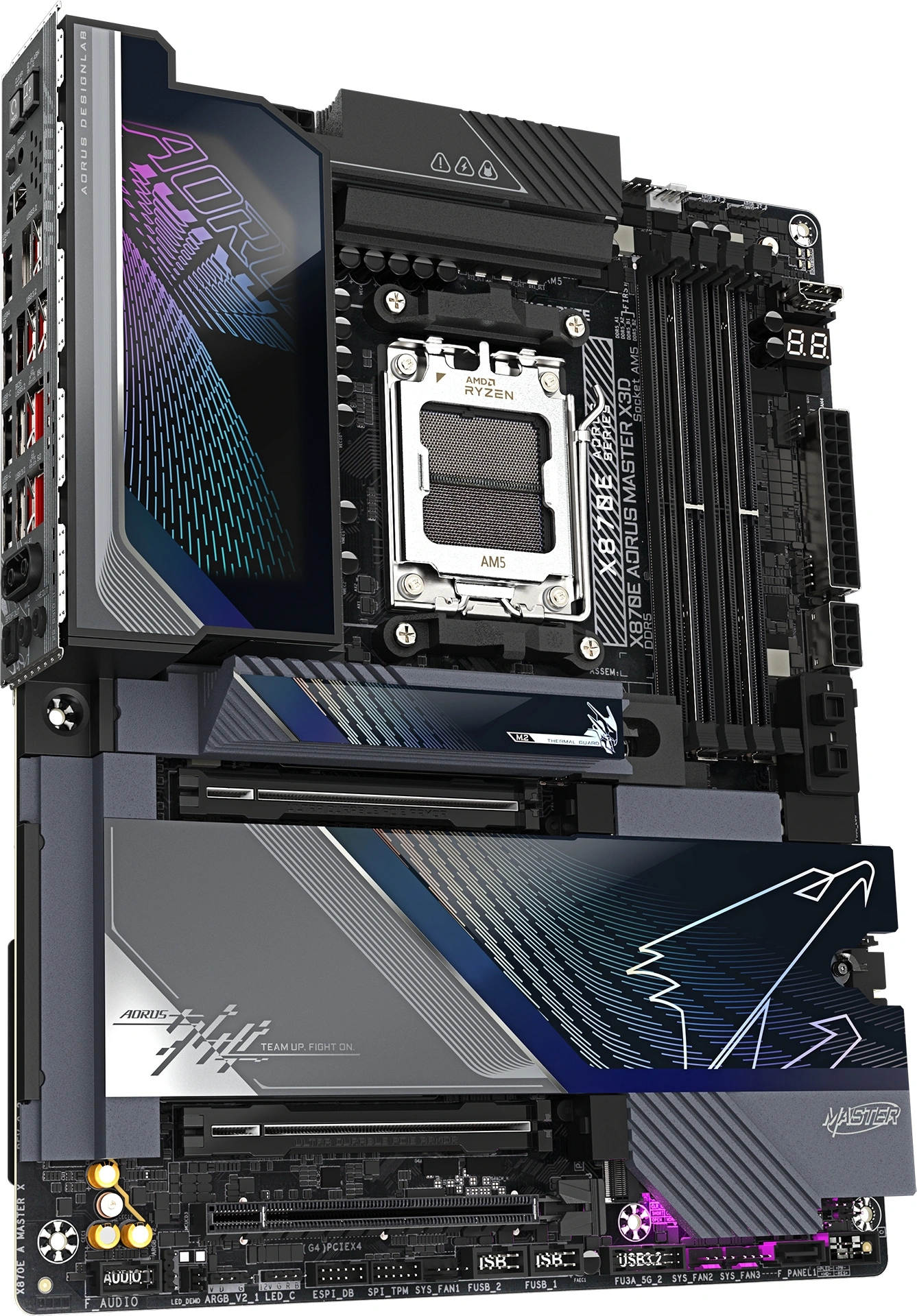 Материнская плата Gigabyte X870E A MASTER X Socket AM5 AMD X870E 4xDDR5 ATX AC`97 8ch(7.1) 1 x 10Gigabit + 1 x 5Gigabit RAID+HDMI — миниатюра 3
