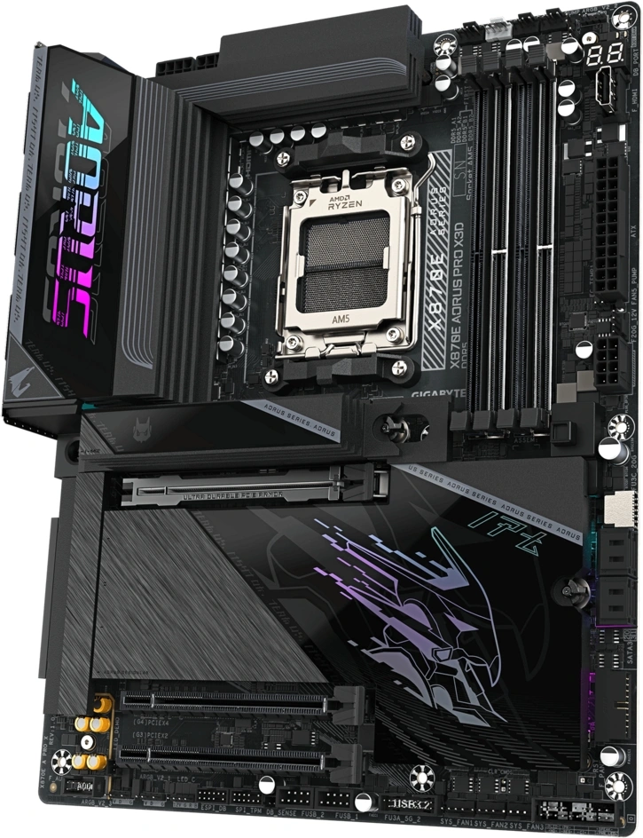 Материнская плата Gigabyte X870E AORUS PRO X3D Socket AM5 AMD X870E 4xDDR5 ATX AC`97 8ch(7.1) 5Gigabit RAID+HDMI — миниатюра 3