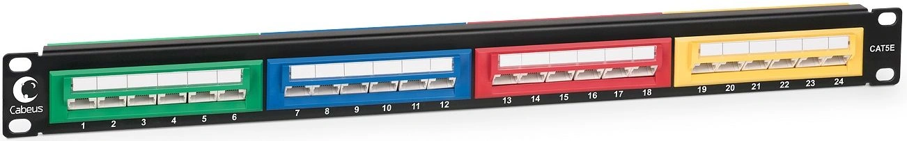Патч-панель Cabeus PLCOL-24-Cat.5e-Dual 19" 1U 24xRJ45 кат.5E UTP — фото 1