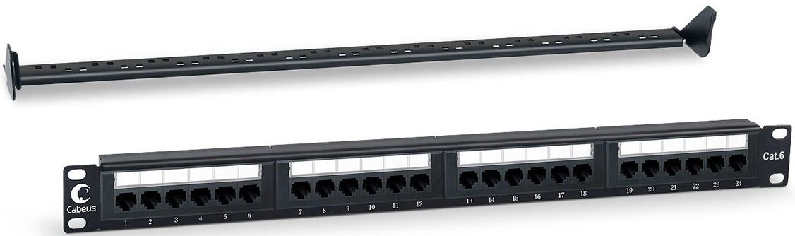 Патч-панель Cabeus PL-24-CAT.6-DUAL 19" 1U 24xRJ45 кат.6 UTP — фото 1