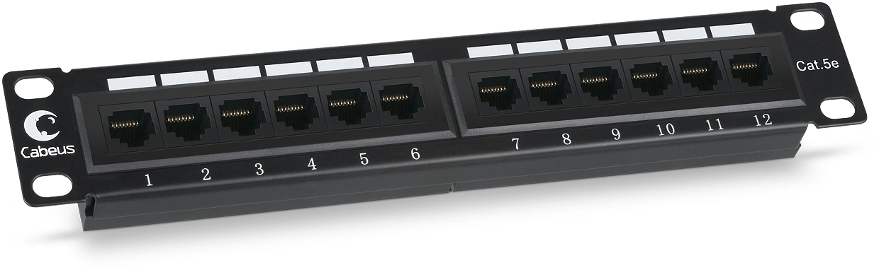 Патч-панель Cabeus PL-12-CAT.5E 10"-DUAL 10" 1U 12xRJ45 кат.5E UTP — миниатюра 2