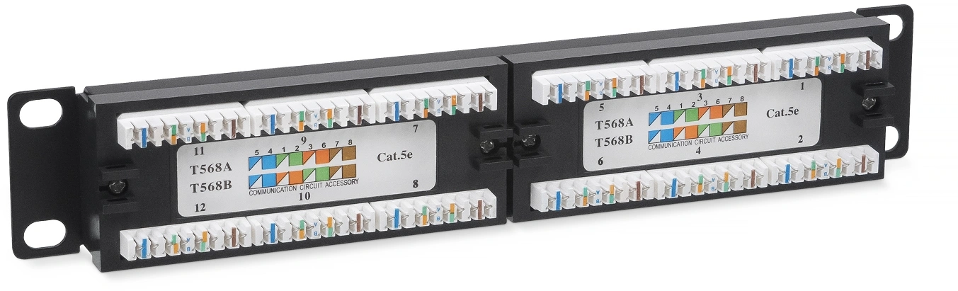 Патч-панель Cabeus PL-12-CAT.5E 10"-DUAL 10" 1U 12xRJ45 кат.5E UTP — миниатюра 3