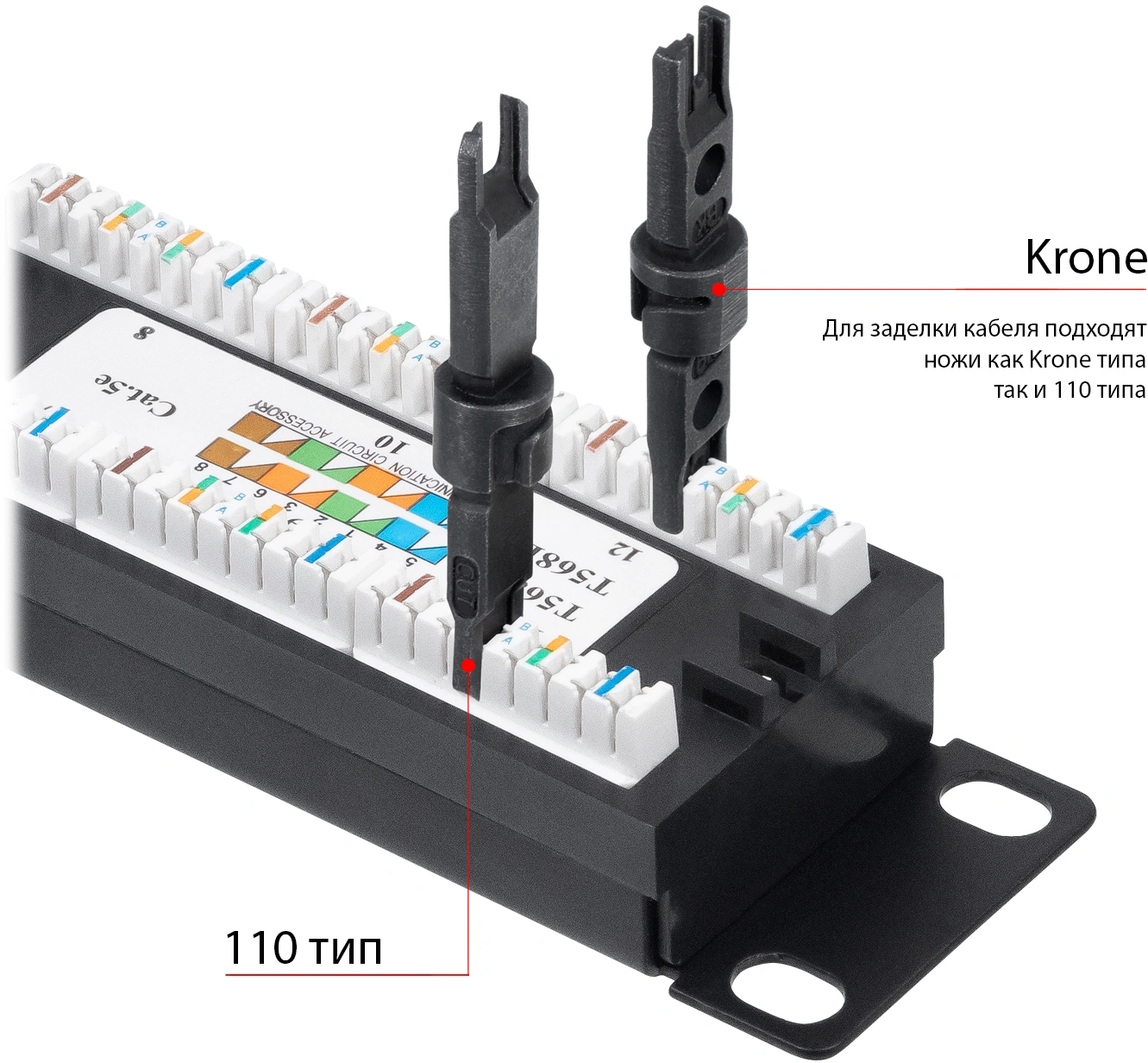 Патч-панель Cabeus PL-12-CAT.5E 10"-DUAL 10" 1U 12xRJ45 кат.5E UTP — миниатюра 11