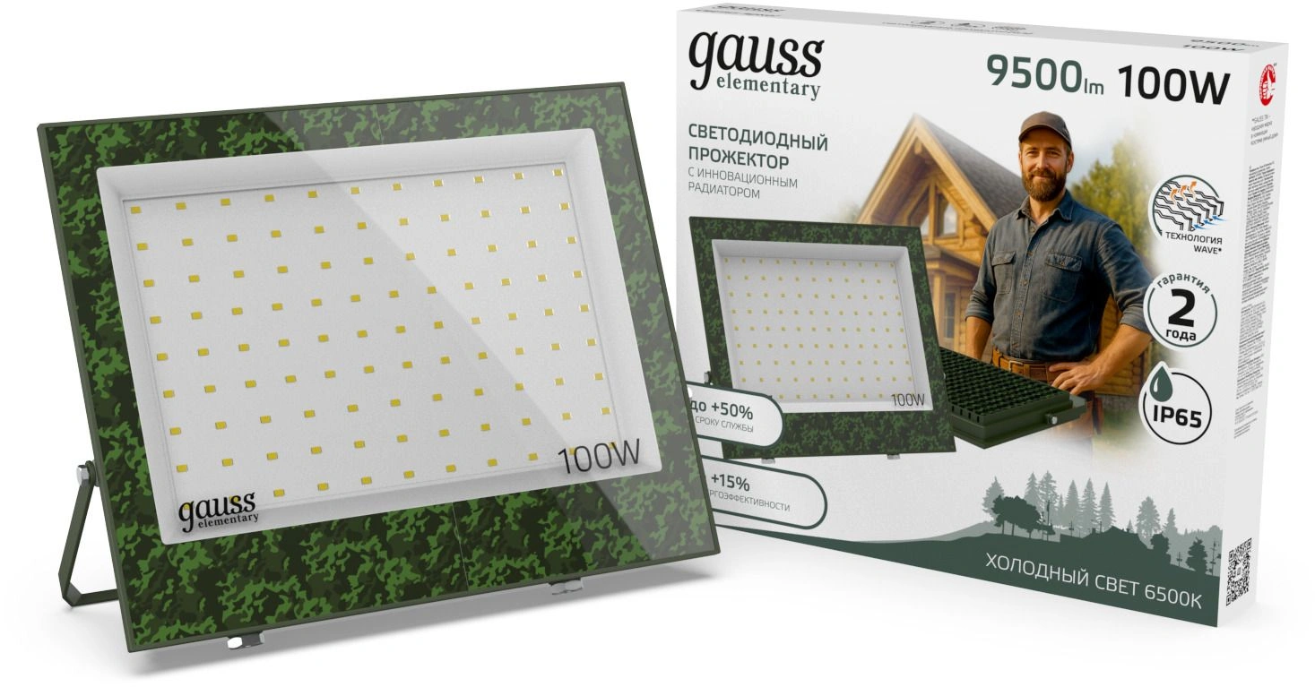 Прожектор уличный Gauss Elementary GFD006 светодиодный 100Втзеленый — фото 1