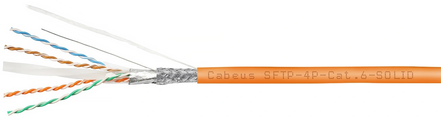 Кабель информационный Cabeus SFTP-4P-CAT.6-SOLID-LSZH кат.6 SF/UTP 4 пары LSZH внутренний 305м оранжевый — фото 1