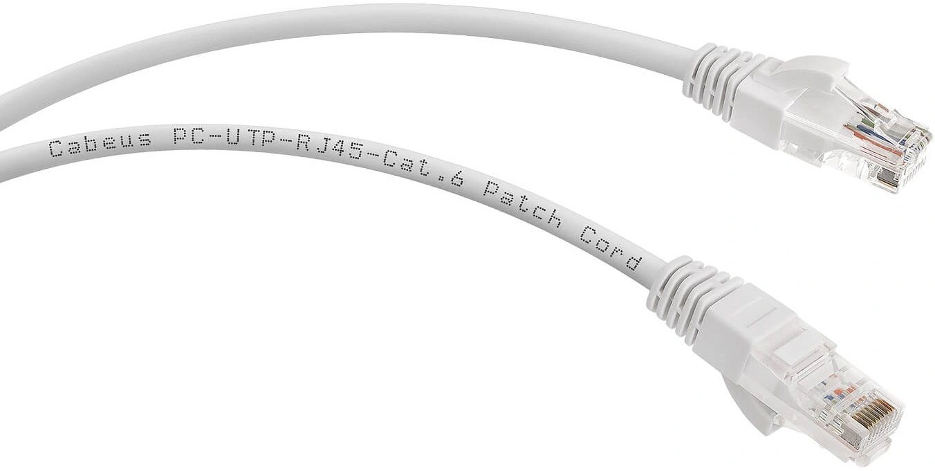 Патч-корд Cabeus PC-UTP-RJ45-CAT.6-2M-WH-LSZH U/UTP RJ-45 вил.-вилка RJ-45 кат.6 2м белый LSZH — миниатюра 2
