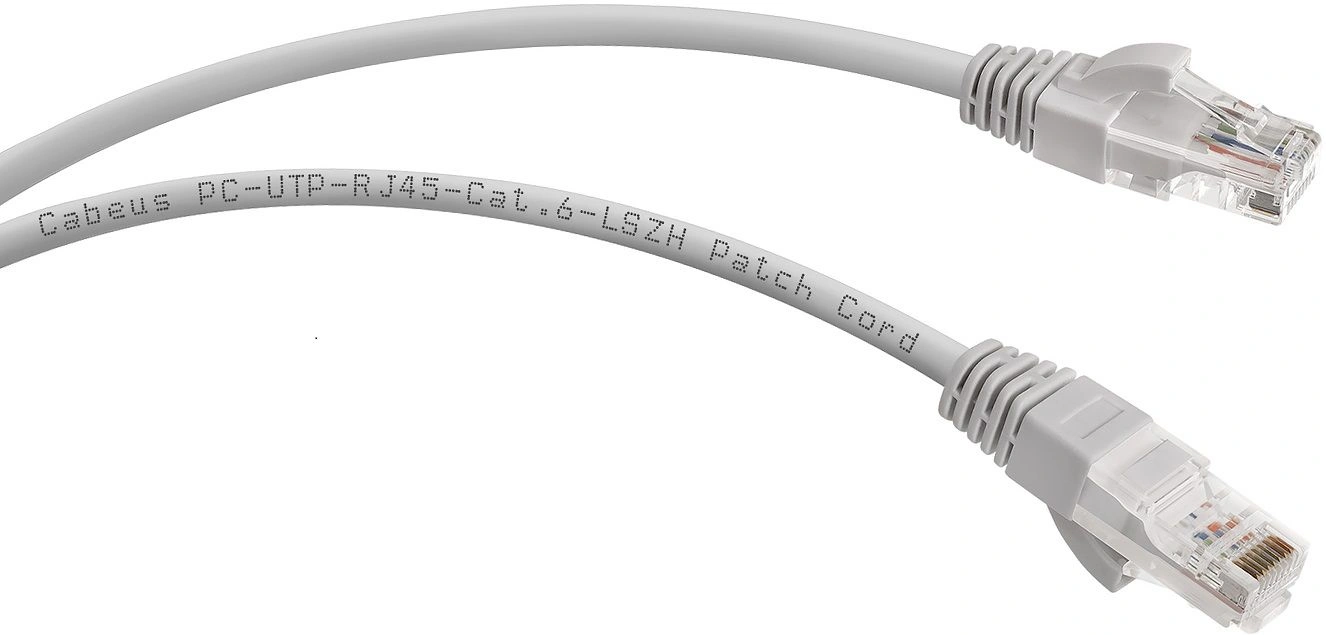 Патч-корд Cabeus PC-UTP-RJ45-CAT.6-2M-LSZH U/UTP RJ-45 вил.-вилка RJ-45 кат.6 2м серый LSZH — миниатюра 2