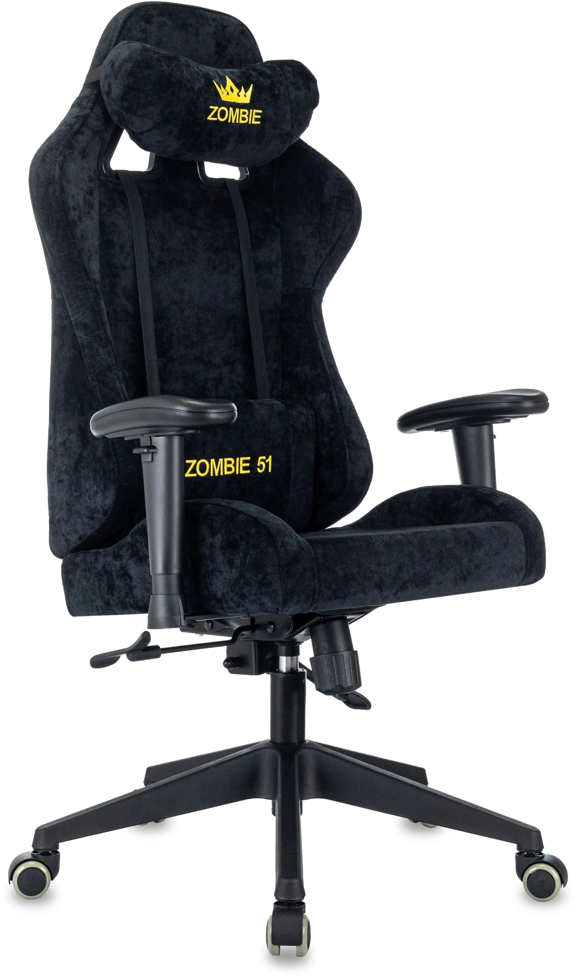 Кресло игровое Zombie 51 черный Light-20 с подголов. крестов. пластик — фото 1