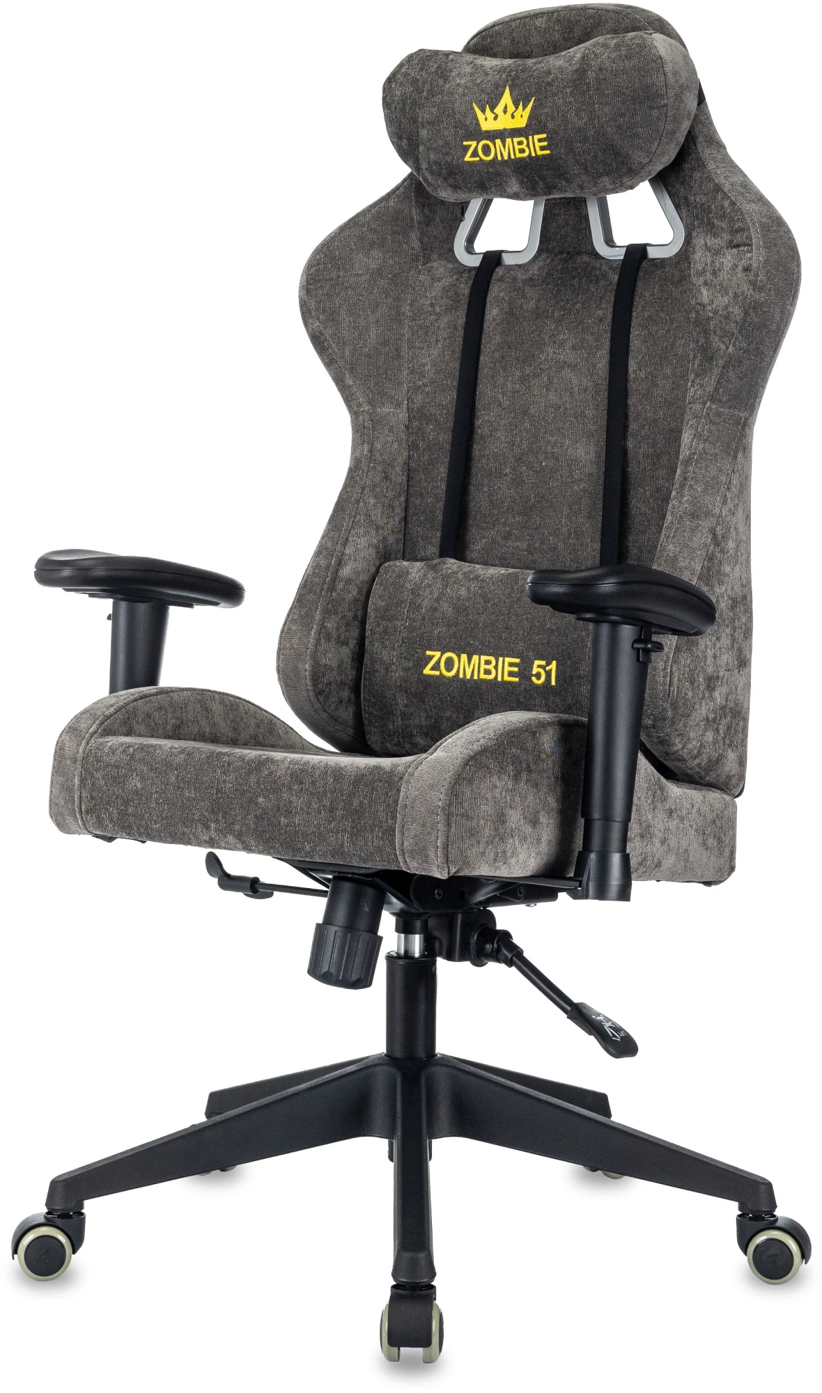 Кресло игровое Zombie 51 серый Light-19 с подголов. крестов. пластик — миниатюра 3