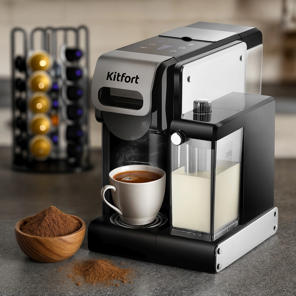Кофемашина Kitfort КТ-7675 1460Вт фиолетовый/нержавеющая сталь — миниатюра 6