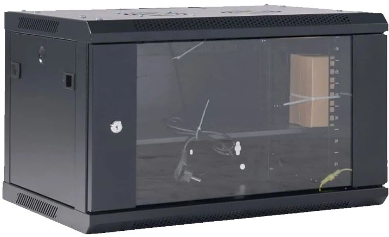 Шкаф коммутационный Rexant (04-0954-112) настенный 9U 400x542мм пер.дв.стекл черный 230град. металл