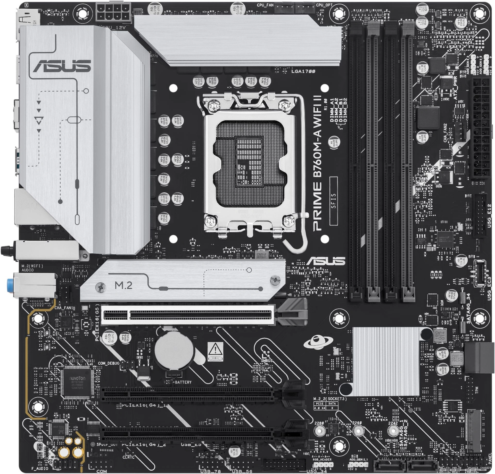 Материнская плата Asus PRIME B760M-A WIFI II Soc-1700 Intel B760 4xDDR5 mATX AC`97 8ch(7.1) 2.5Gg RAID+HDMI+DP — миниатюра 3