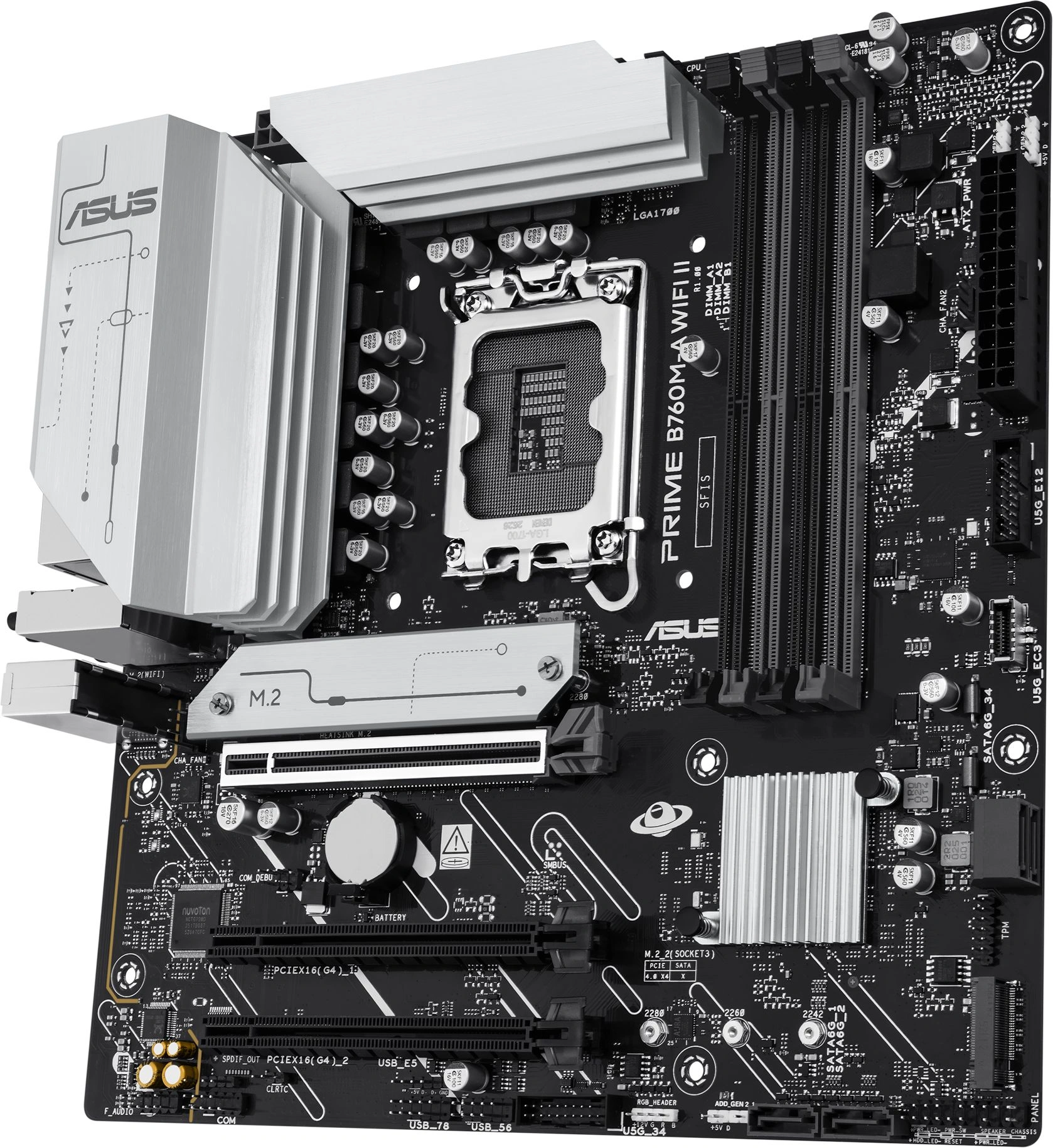 Материнская плата Asus PRIME B760M-A WIFI II Soc-1700 Intel B760 4xDDR5 mATX AC`97 8ch(7.1) 2.5Gg RAID+HDMI+DP — миниатюра 6