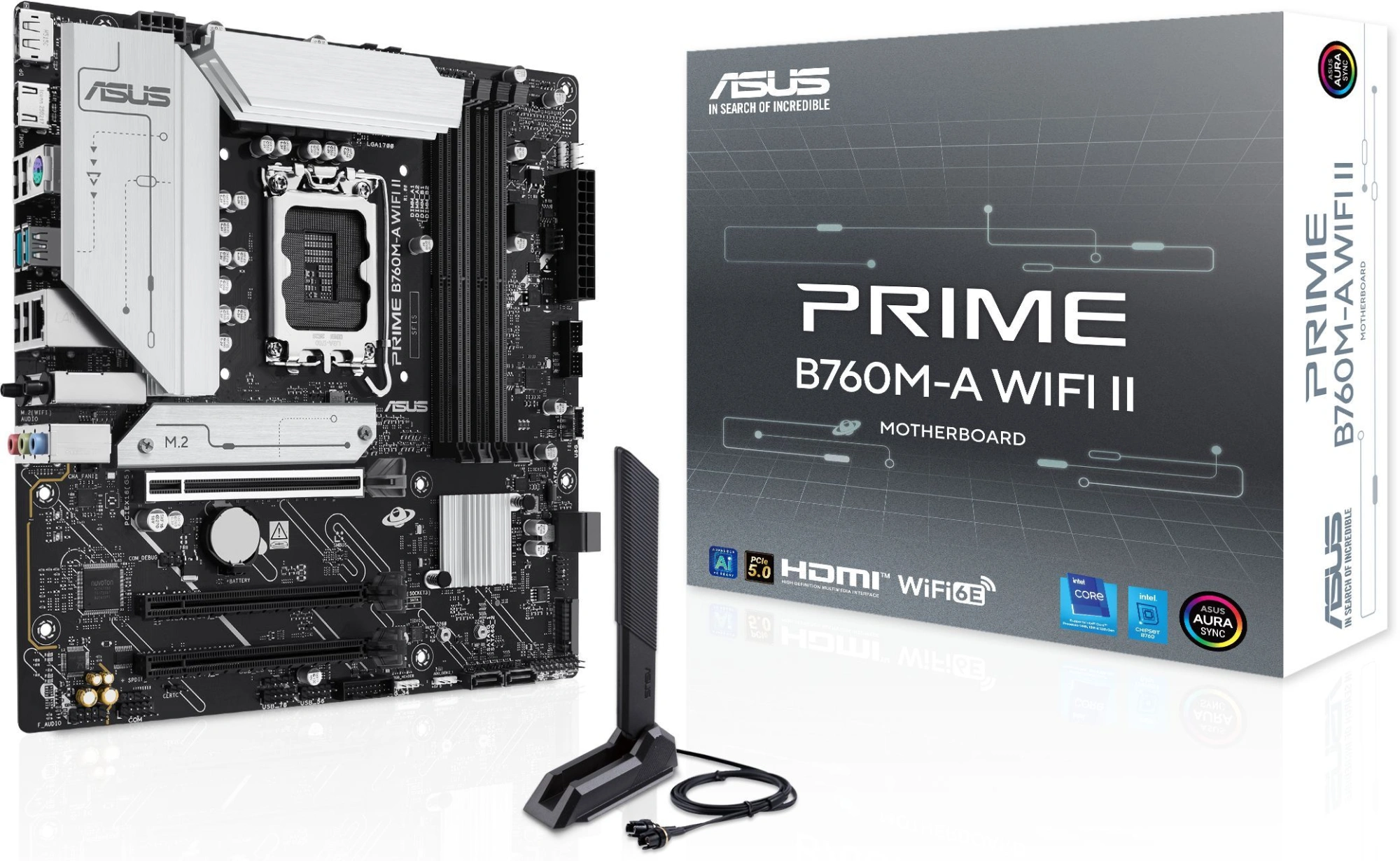 Материнская плата Asus PRIME B760M-A WIFI II Soc-1700 Intel B760 4xDDR5 mATX AC`97 8ch(7.1) 2.5Gg RAID+HDMI+DP — миниатюра 2