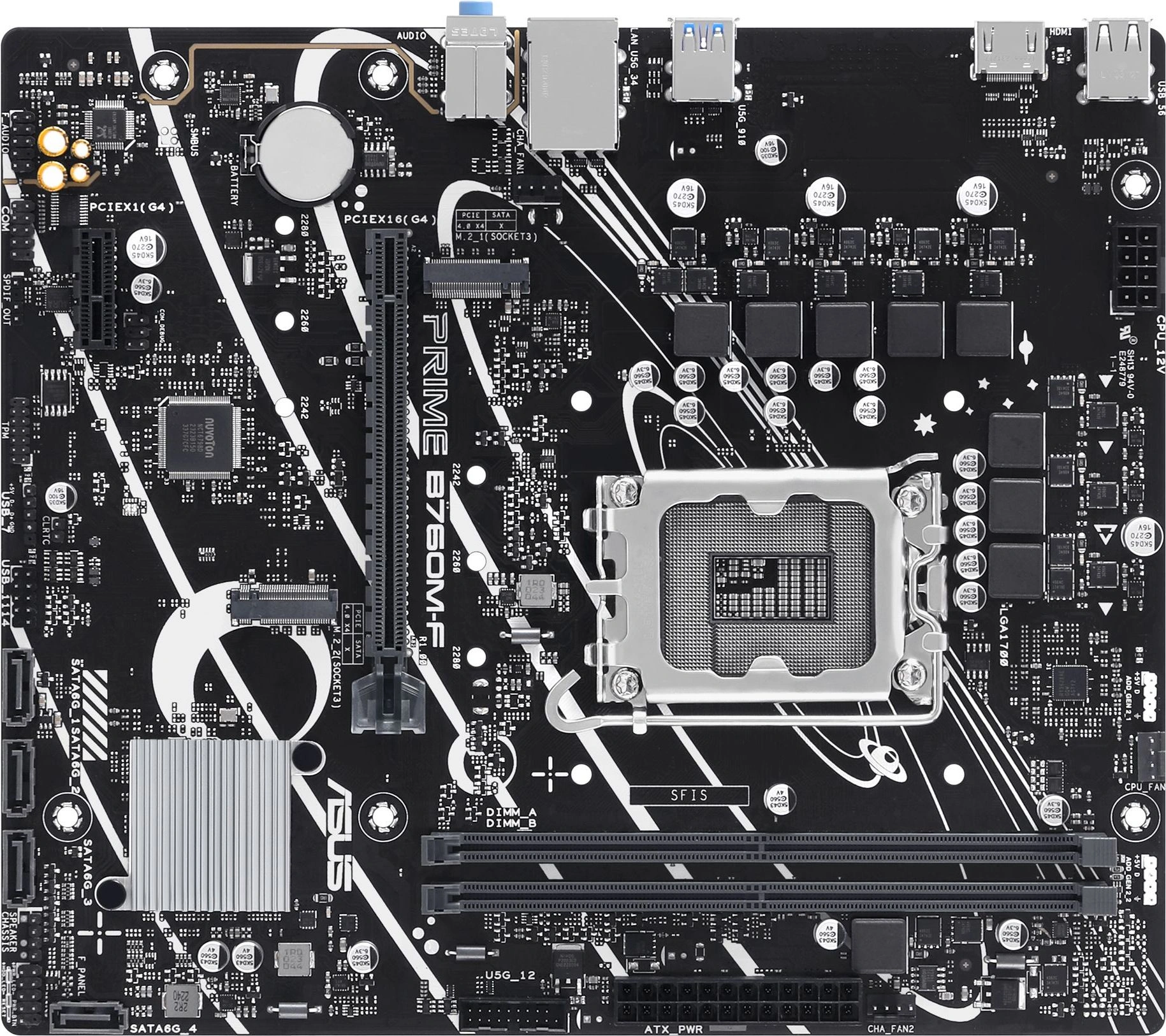 Материнская плата Asus PRIME B760M-F Soc-1700 Intel B760 2xDDR5 mATX AC`97 8ch(7.1) GbLAN RAID+HDMI — фото 1