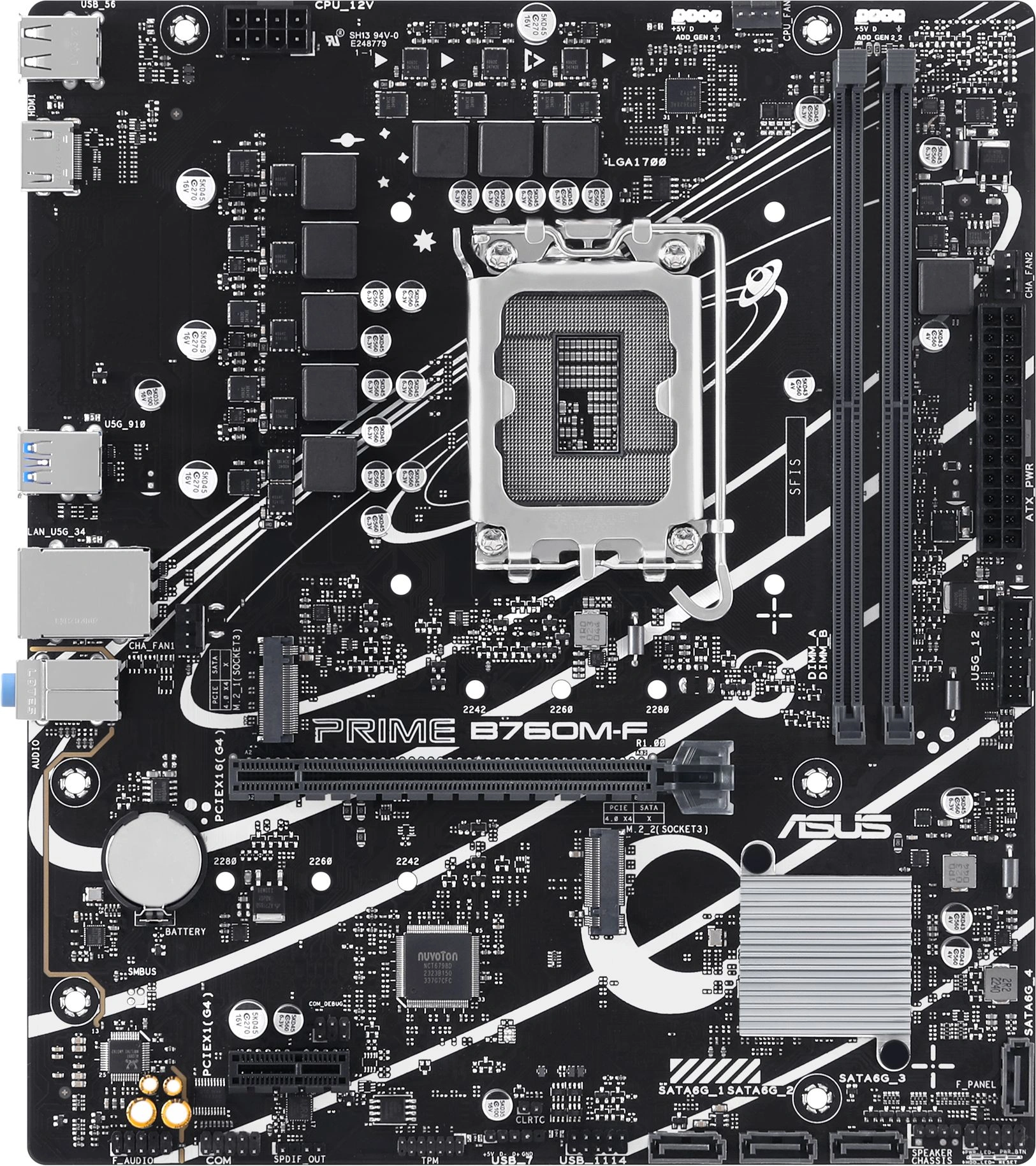 Материнская плата Asus PRIME B760M-F Soc-1700 Intel B760 2xDDR5 mATX AC`97 8ch(7.1) GbLAN RAID+HDMI — миниатюра 2