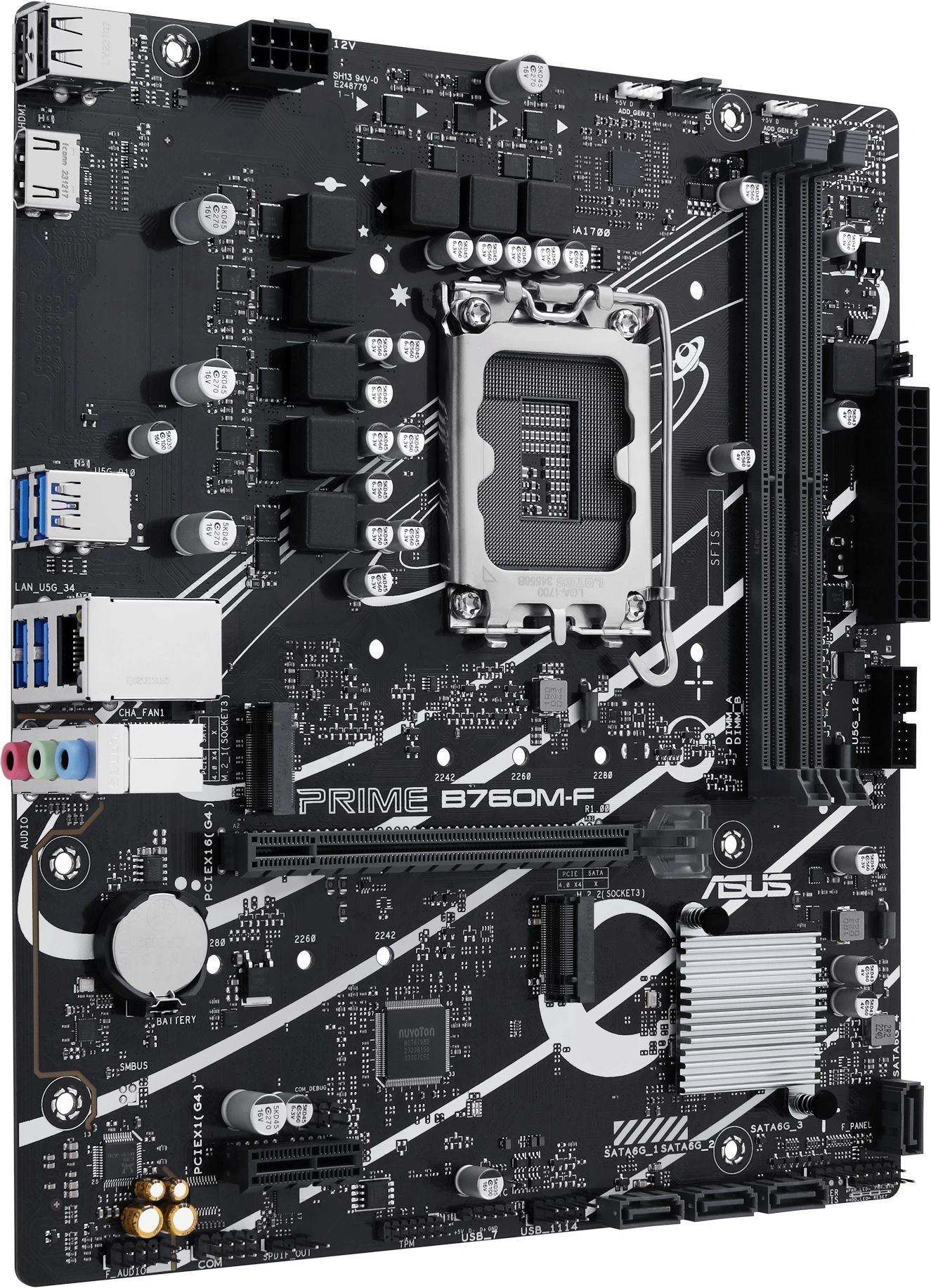 Материнская плата Asus PRIME B760M-F Soc-1700 Intel B760 2xDDR5 mATX AC`97 8ch(7.1) GbLAN RAID+HDMI — миниатюра 3