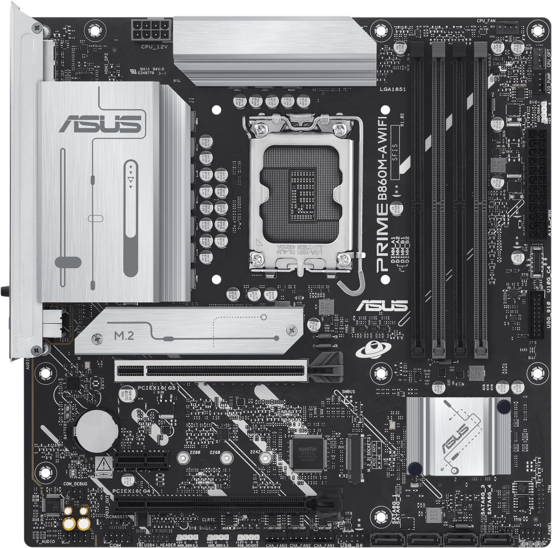 Материнская плата Asus PRIME B860M-A WIFI Soc-1851 Intel B860 4xDDR5 mATX AC`97 8ch(7.1) 2.5Gg RAID+HDMI+DP — миниатюра 4