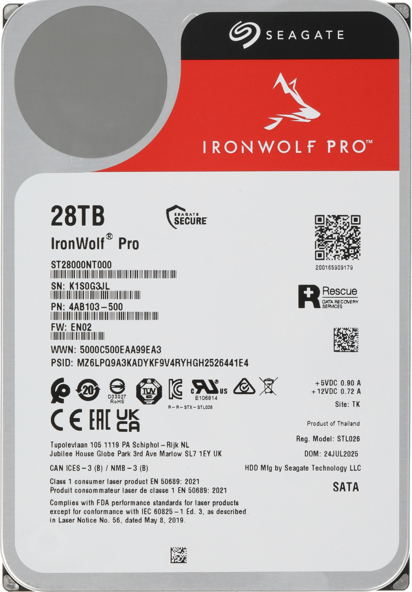 Жесткий диск Seagate SATA-III 28Tb ST28000NT000 NAS Ironwolf Pro 512E (7200rpm) 512Mb 3.5" — фото 1