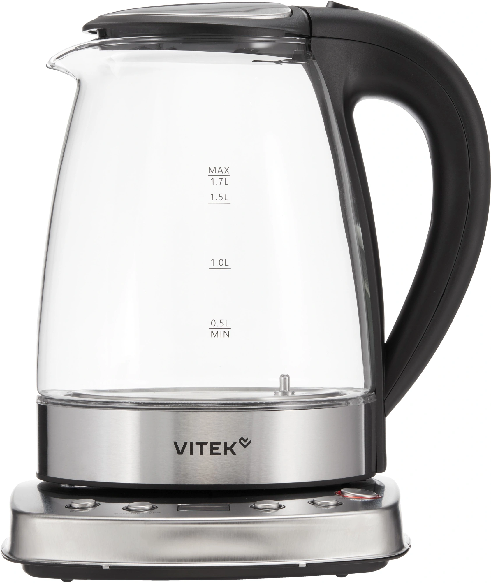 Чайник электрический Vitek VT-WK1075 1.7л. 1800Вт серебристый/черный корпус: металл/пластик — миниатюра 2
