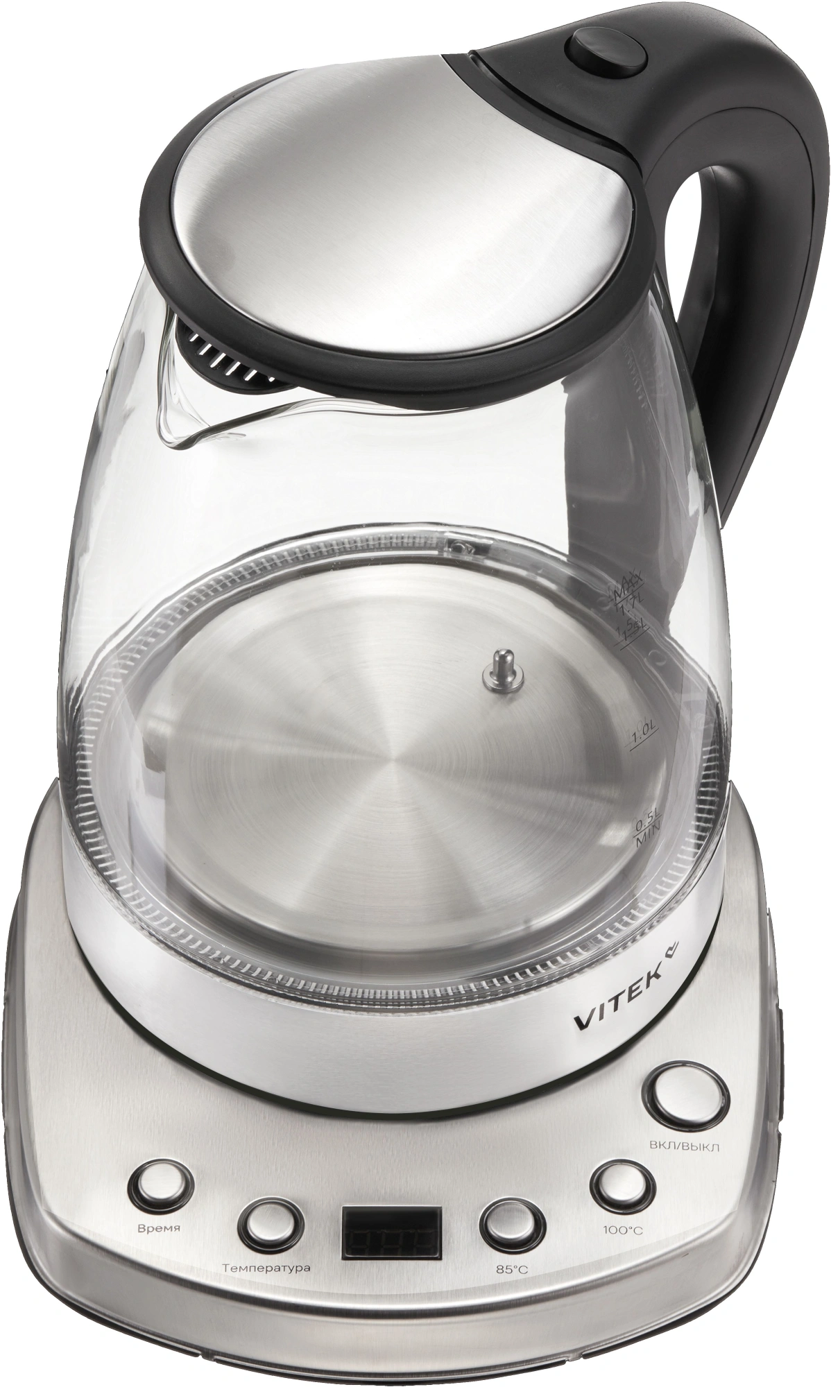Чайник электрический Vitek VT-WK1075 1.7л. 1800Вт серебристый/черный корпус: металл/пластик — миниатюра 3
