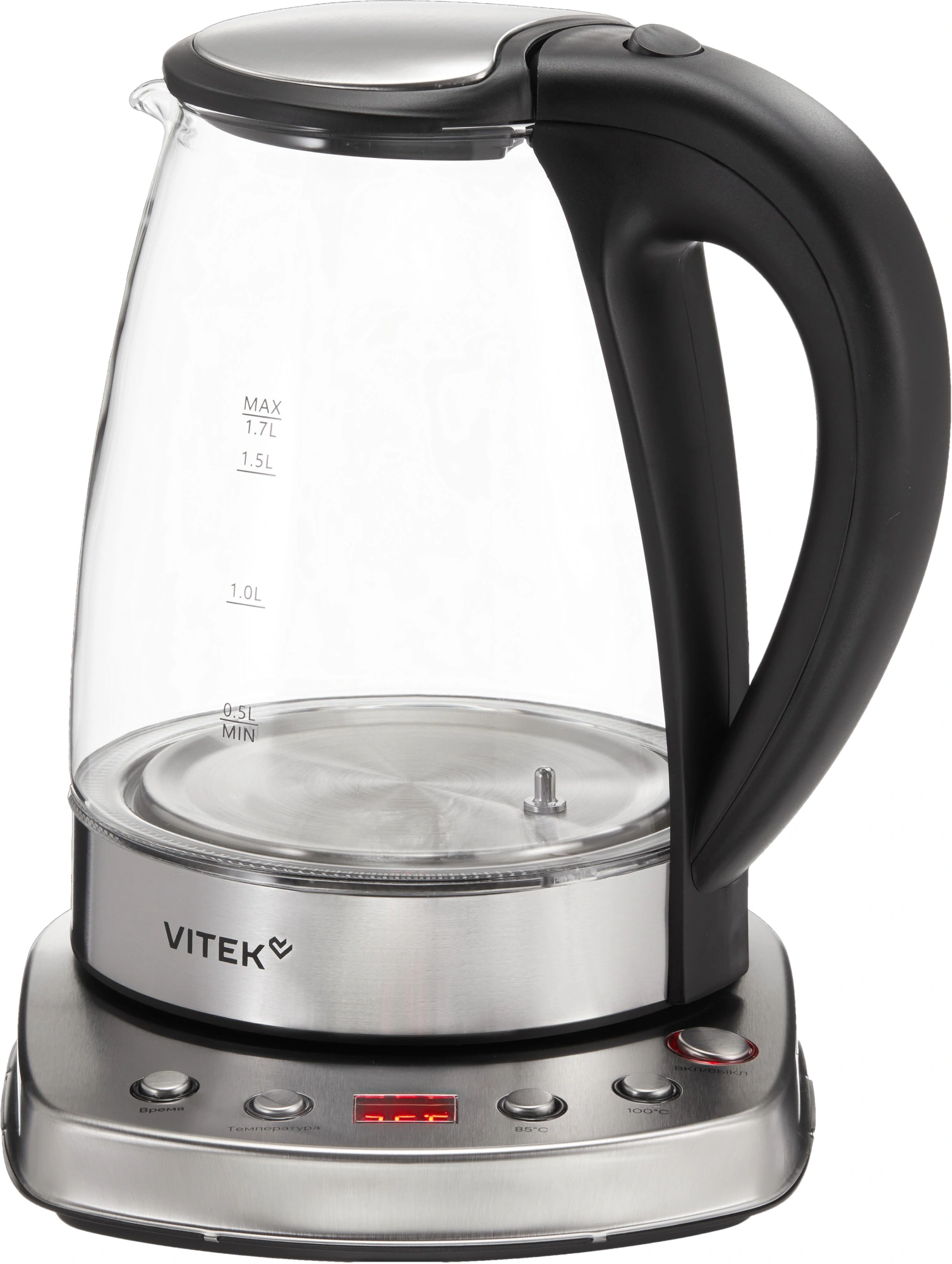 Чайник электрический Vitek VT-WK1075 1.7л. 1800Вт серебристый/черный корпус: металл/пластик — миниатюра 4