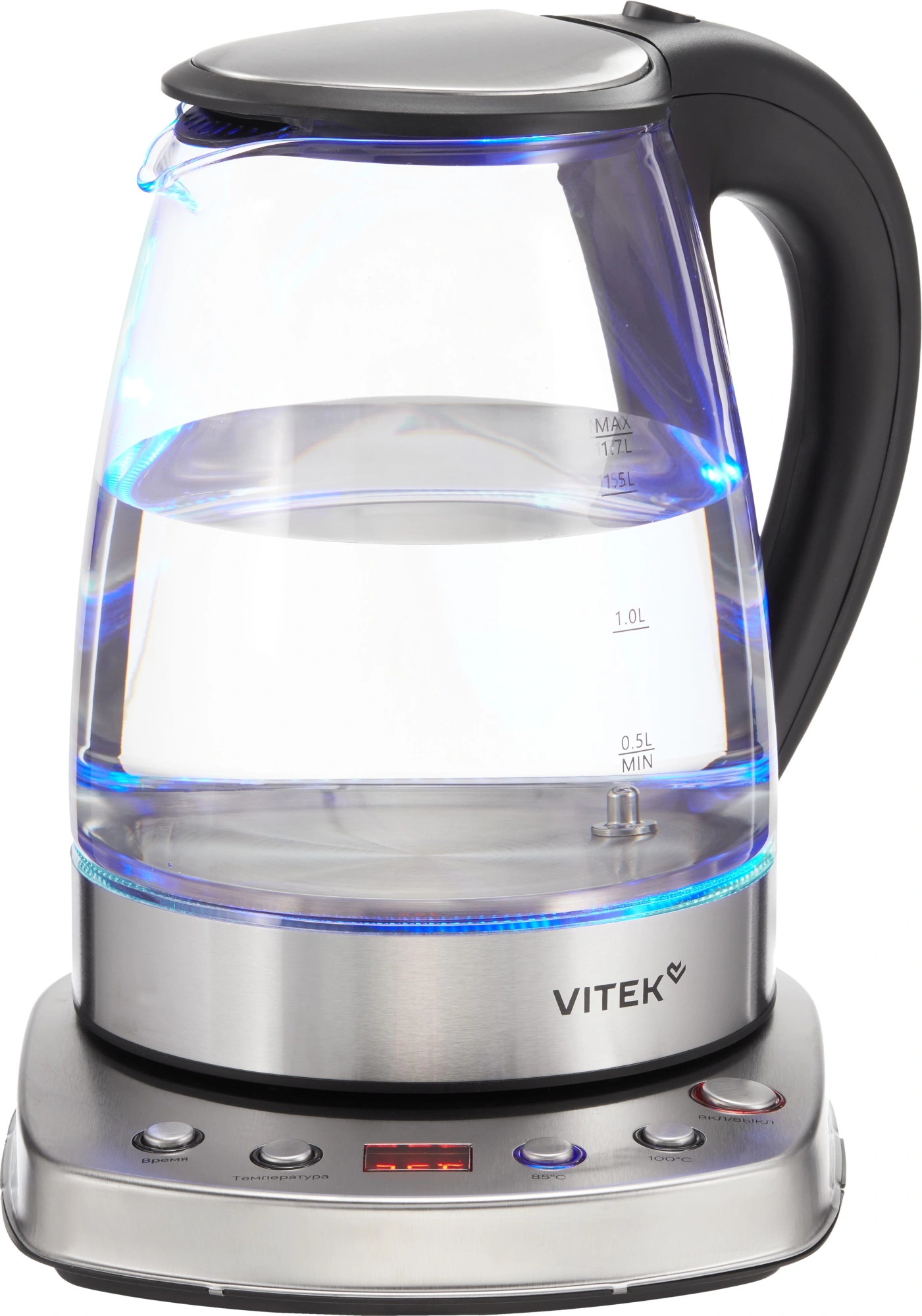 Чайник электрический Vitek VT-WK1075 1.7л. 1800Вт серебристый/черный корпус: металл/пластик — миниатюра 5