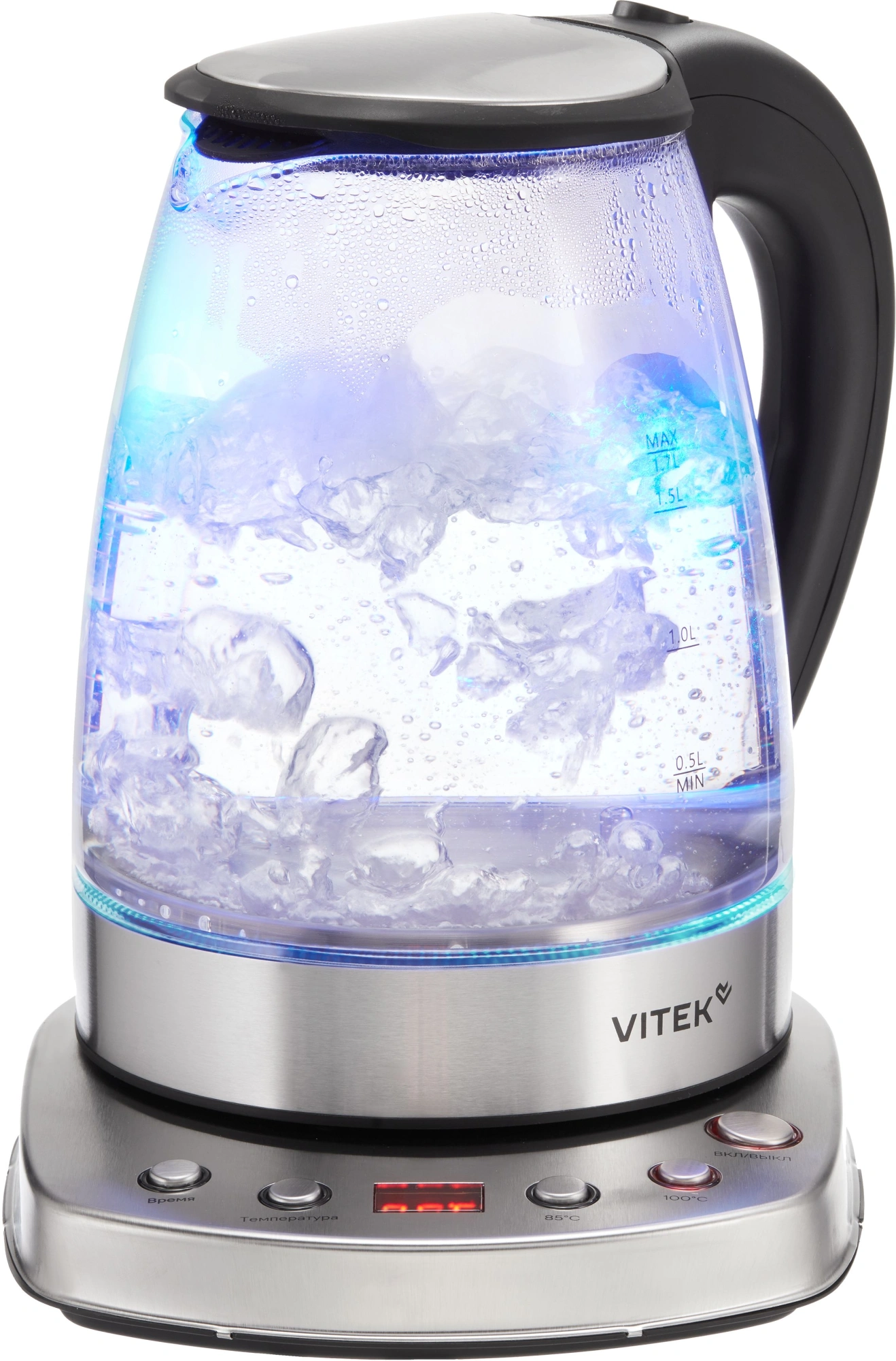 Чайник электрический Vitek VT-WK1075 1.7л. 1800Вт серебристый/черный корпус: металл/пластик — миниатюра 6