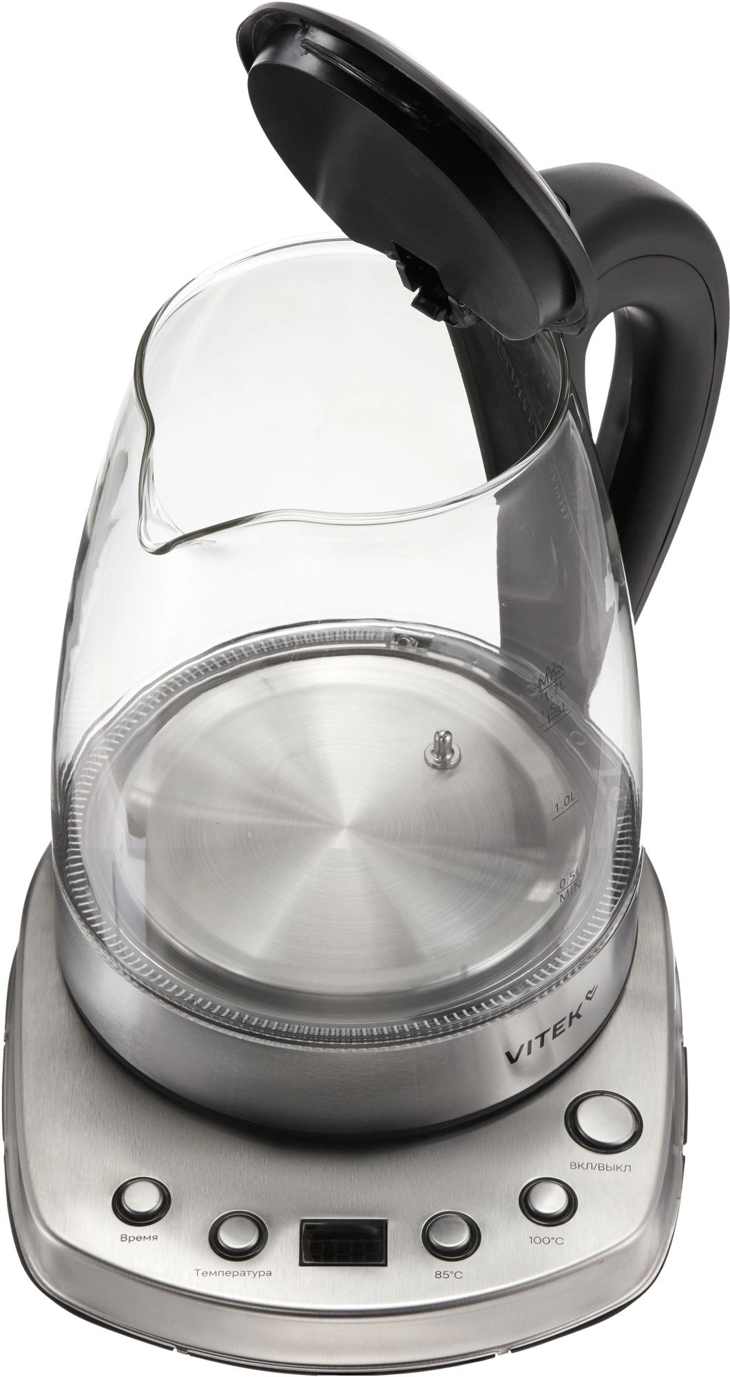 Чайник электрический Vitek VT-WK1075 1.7л. 1800Вт серебристый/черный корпус: металл/пластик — миниатюра 7