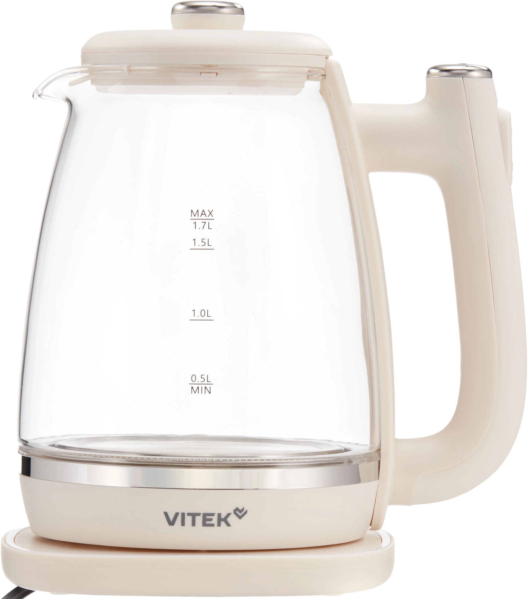 Чайник электрический Vitek VT-WK1072 1.7л. 1800Вт слоновая кость корпус: стекло — миниатюра 2