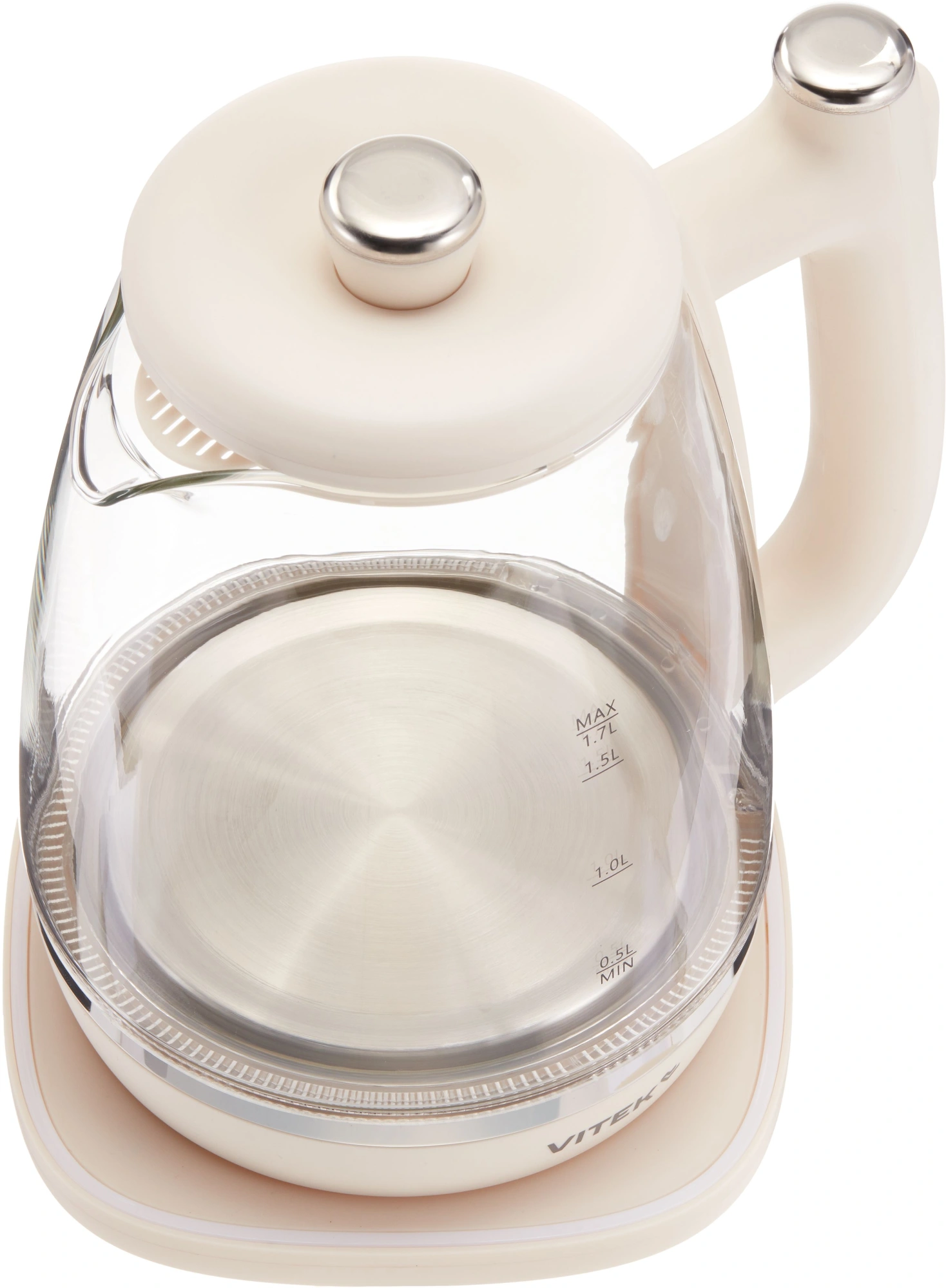 Чайник электрический Vitek VT-WK1072 1.7л. 1800Вт слоновая кость корпус: стекло — миниатюра 3