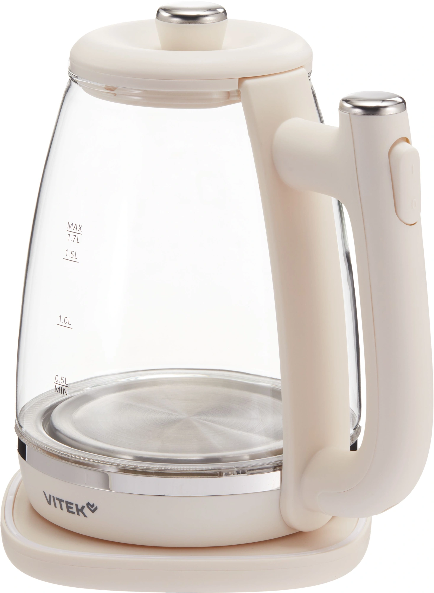 Чайник электрический Vitek VT-WK1072 1.7л. 1800Вт слоновая кость корпус: стекло — миниатюра 4
