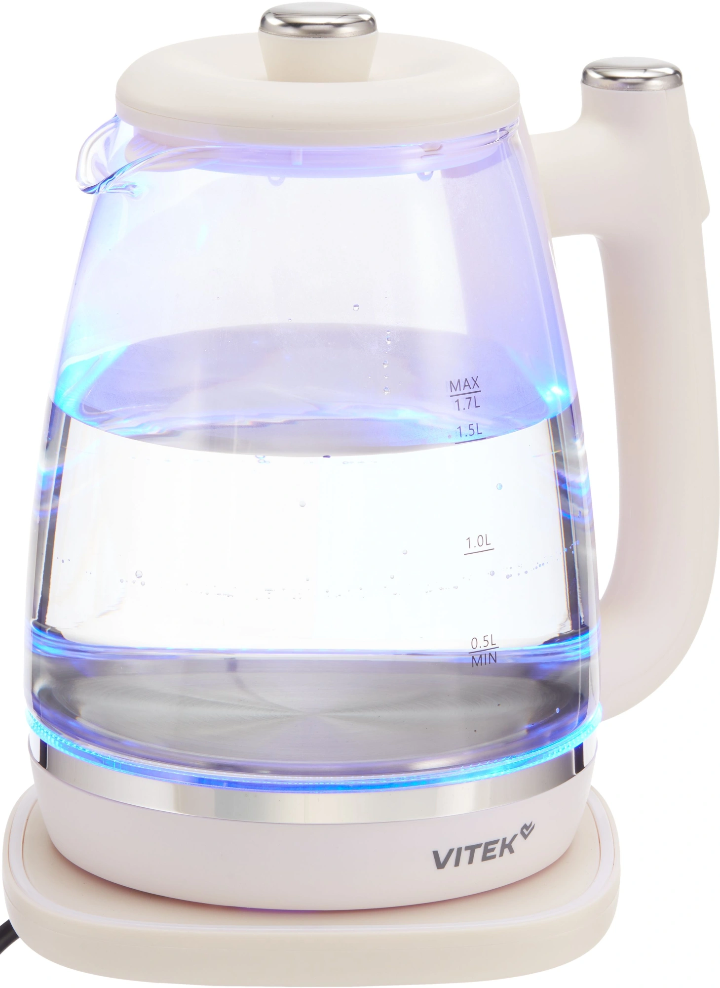 Чайник электрический Vitek VT-WK1072 1.7л. 1800Вт слоновая кость корпус: стекло — миниатюра 5