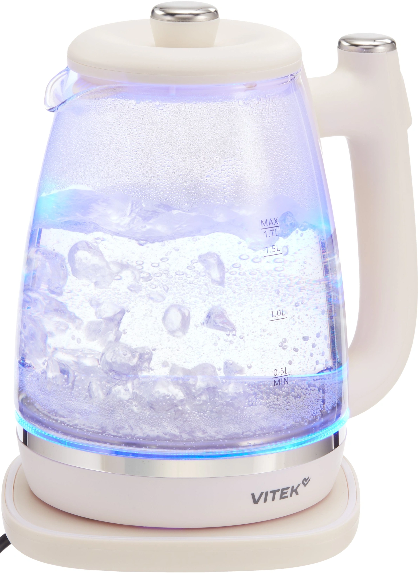 Чайник электрический Vitek VT-WK1072 1.7л. 1800Вт слоновая кость корпус: стекло — миниатюра 6