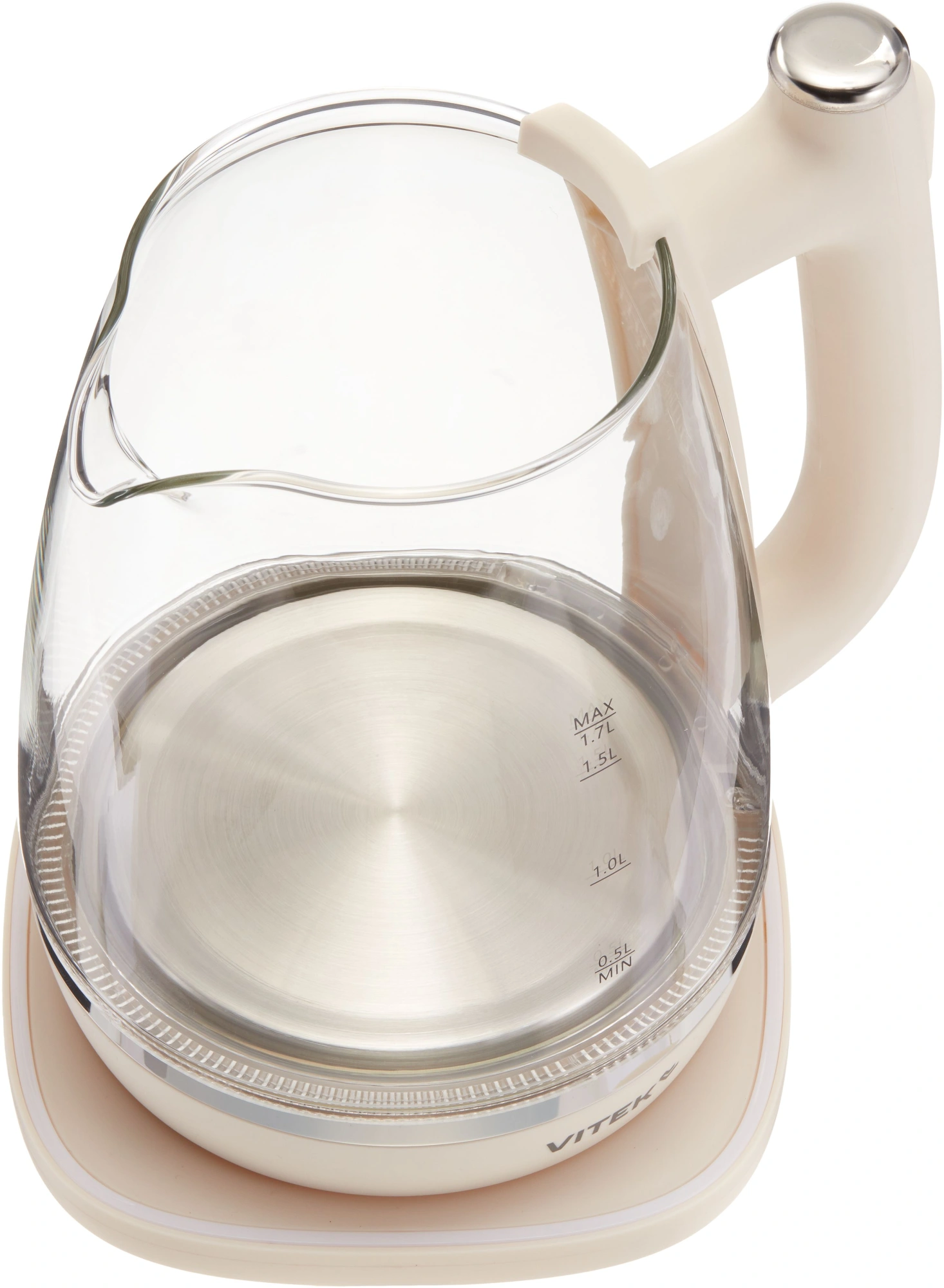 Чайник электрический Vitek VT-WK1072 1.7л. 1800Вт слоновая кость корпус: стекло — миниатюра 7