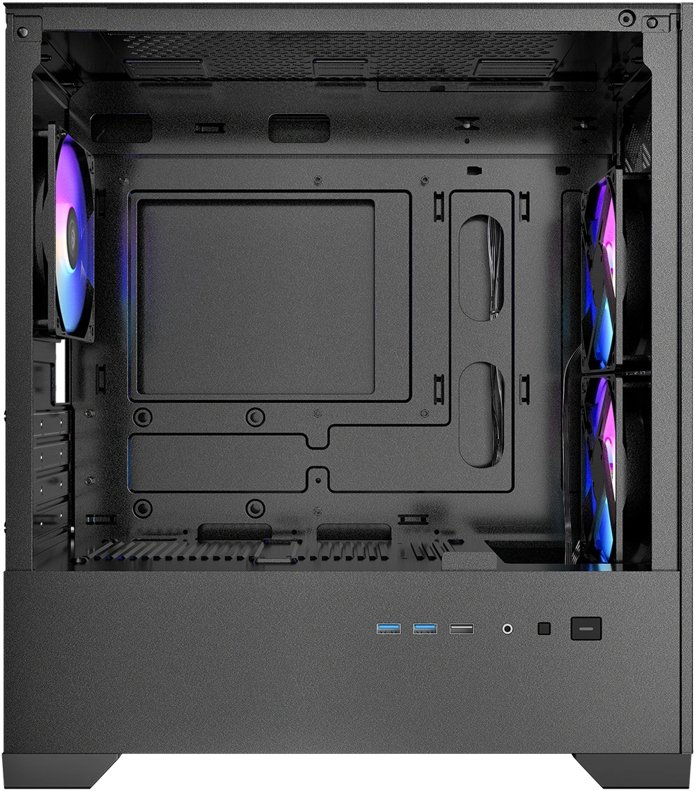 Корпус Azza AEROHEX-M черный без БП mATX 8x120mm 2x140mm 1xUSB2.0 2xUSB3.0 audio bott PSU — миниатюра 3