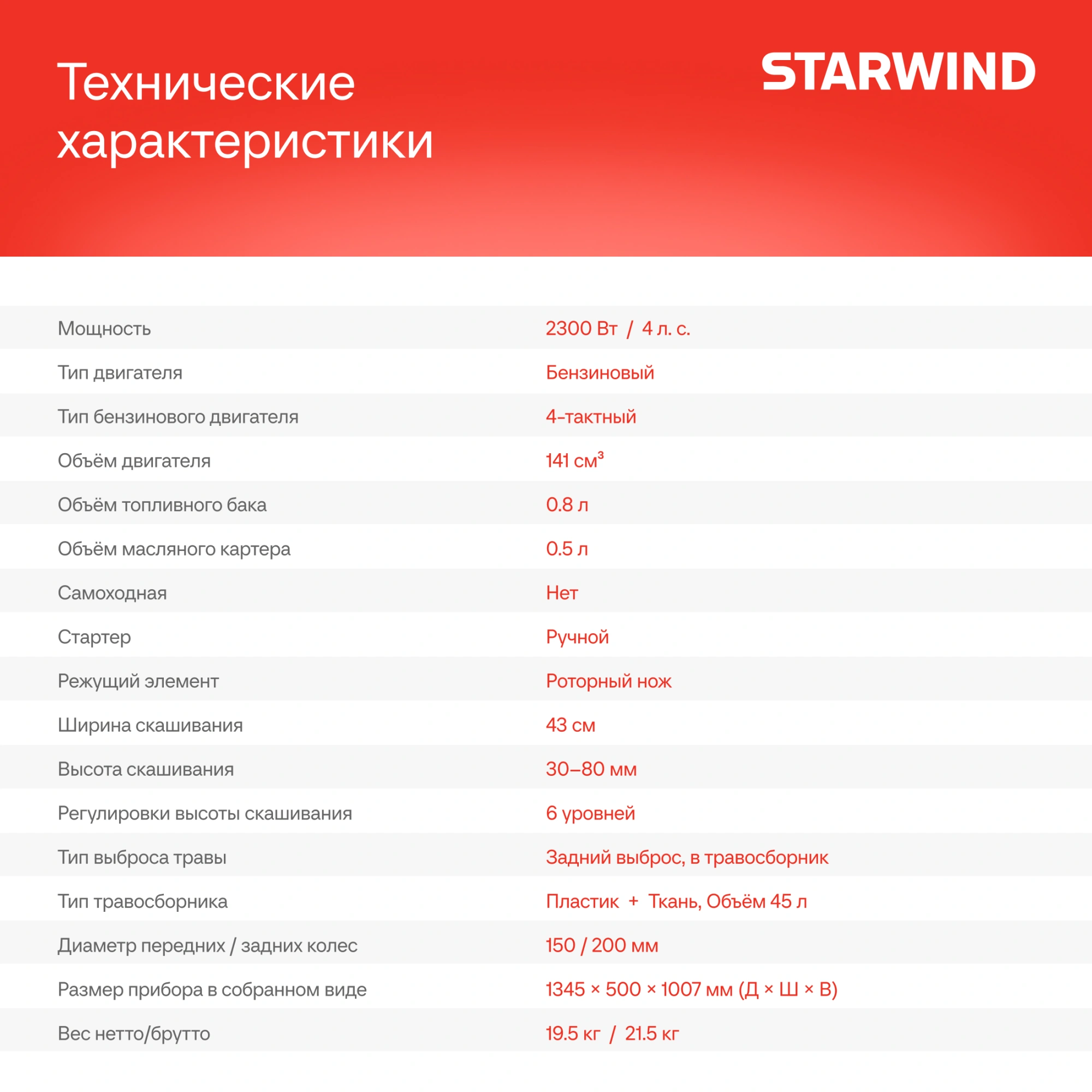 Газонокосилка роторная Starwind GLM-P17.140 (LMB17P01) 2.3Вт — миниатюра 11