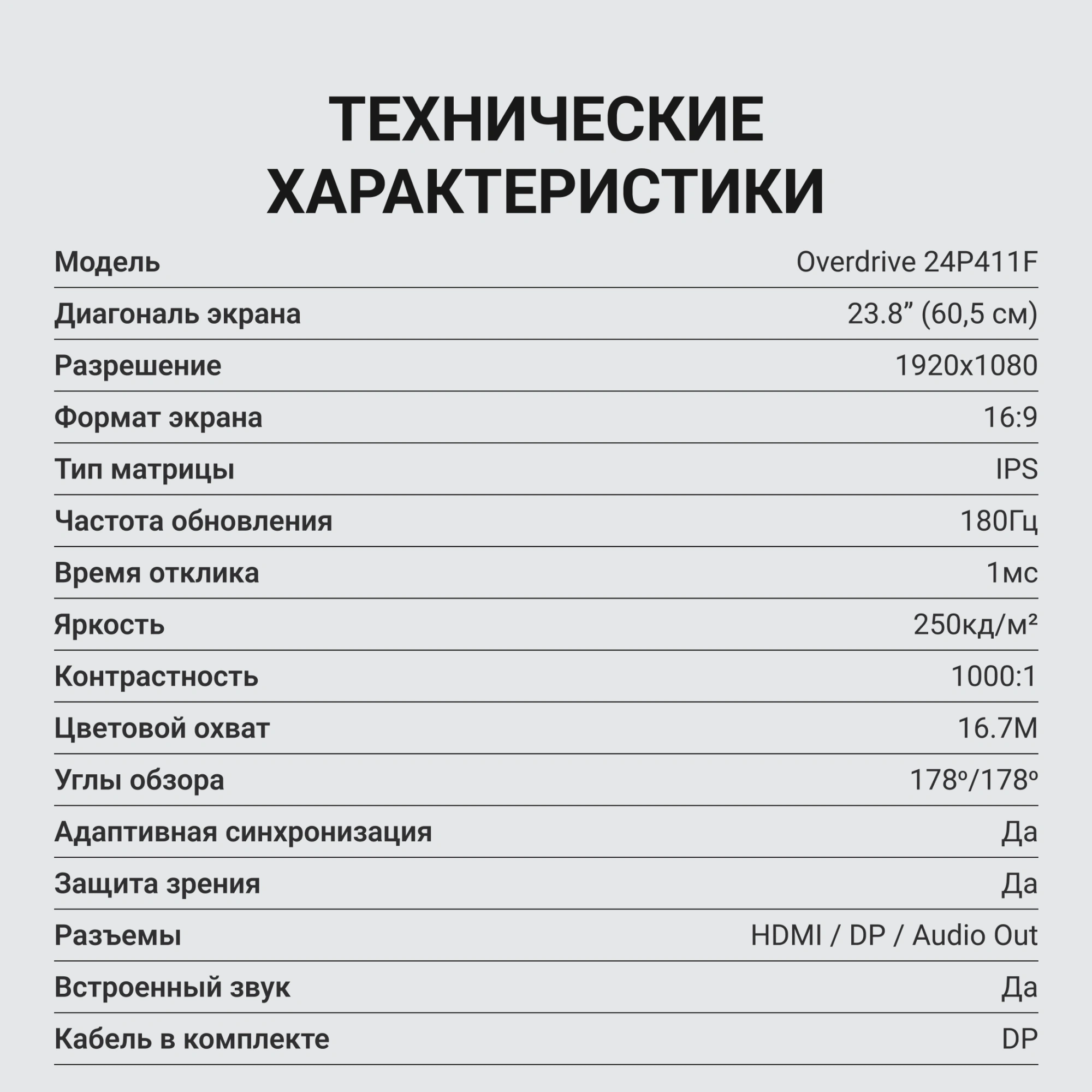 Монитор Digma 23.8" Overdrive 24P411F черный IPS LED 1ms 16:9 HDMI M/M матовая 250cd 178гр/178гр 1920x1080 180Hz G-Sync FreeSync DP FHD 2.8кг — миниатюра 13