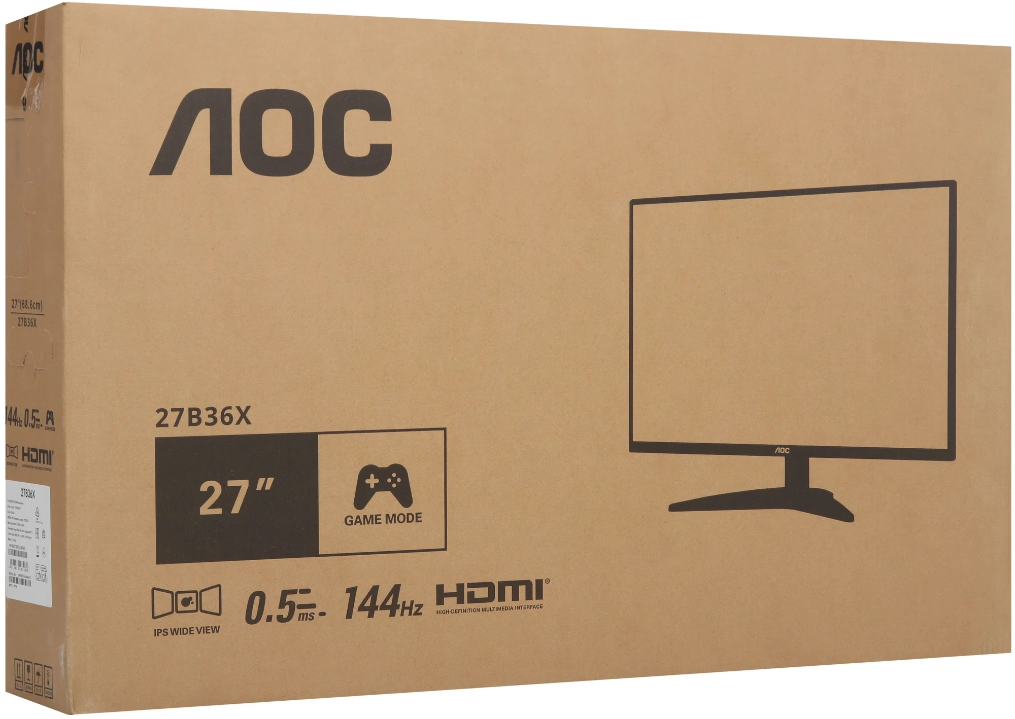 Монитор AOC 27" 27B36X черный IPS LED 16:9 HDMI матовая 300cd 178гр/178гр 1920x1080 144Hz DP FHD — миниатюра 11