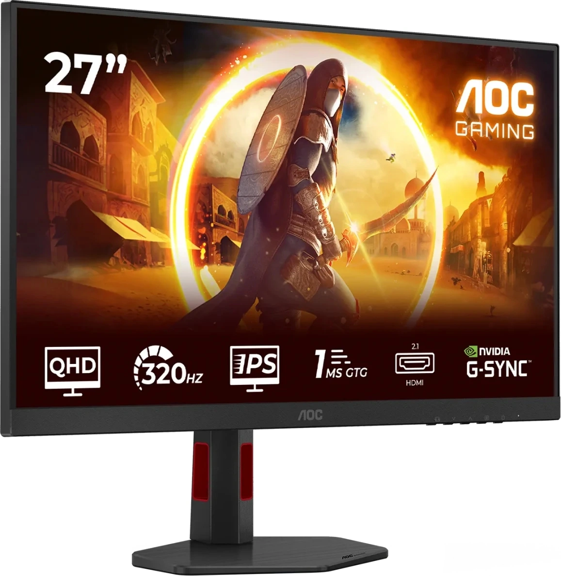 Монитор AOC 27" Q27G4SRU черный IPS LED 16:9 HDMI M/M матовая HAS Piv 1000:1 450cd 178гр/178гр 2560x1440 300Hz G-Sync DP 2K 6.11кг — миниатюра 3