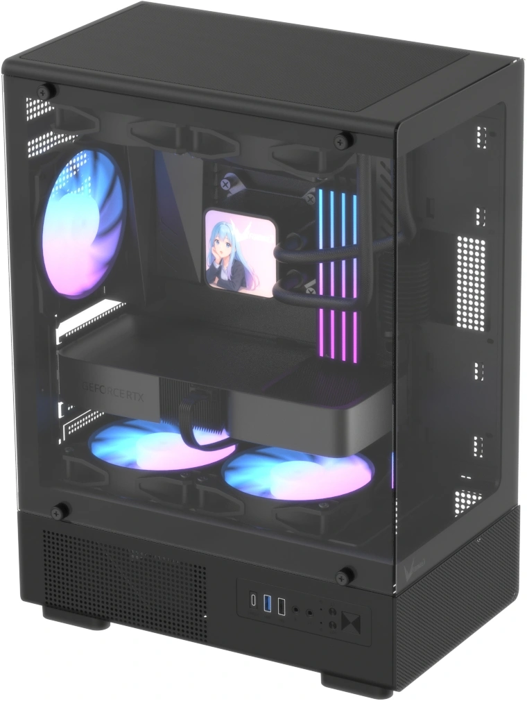 Корпус Formula Crystal Z1CM Plus AR v2 черный без БП mATX 2x120mm 1xUSB2.0 1xUSB3.0 audio bott PSU — миниатюра 2