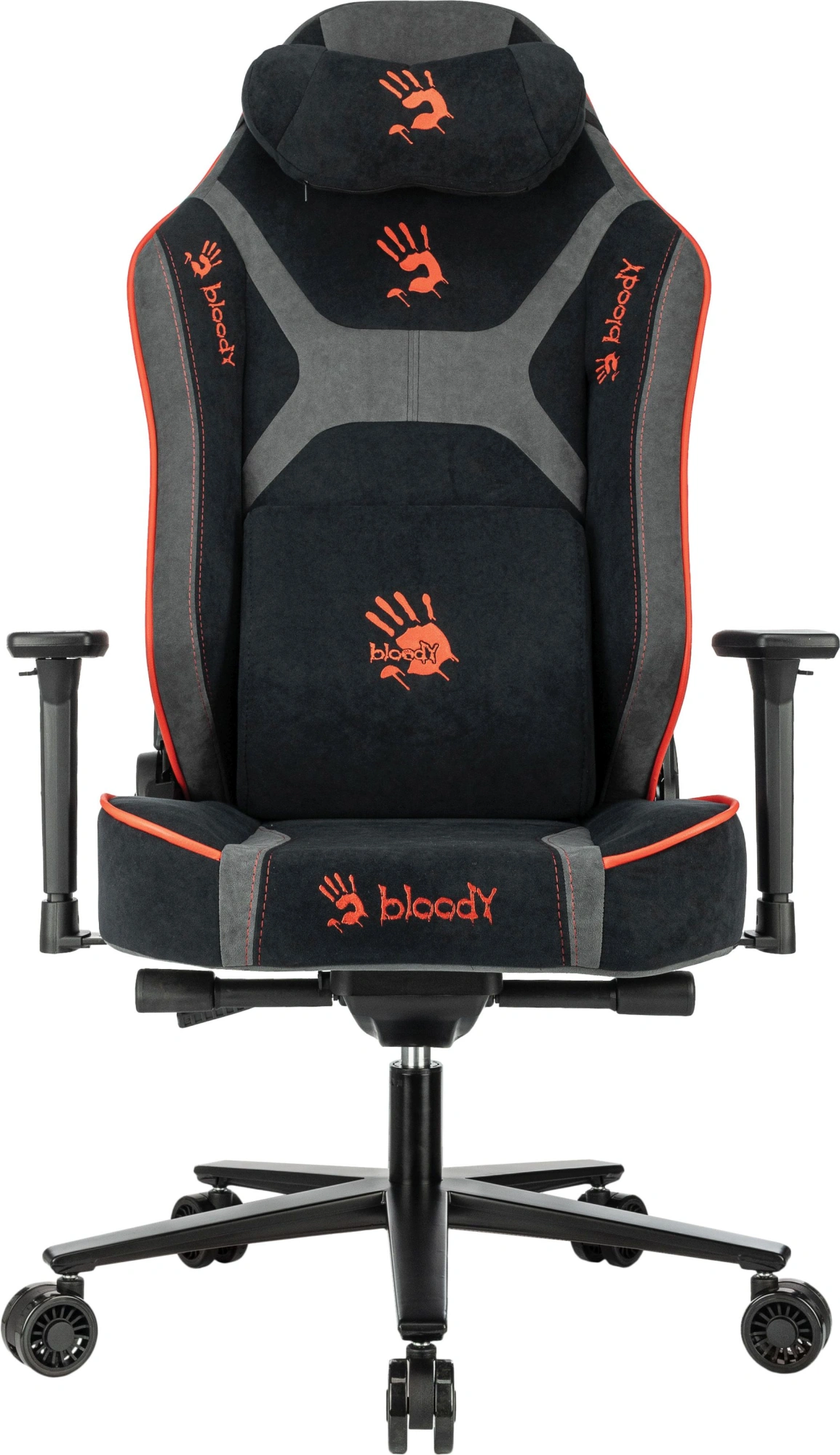 Кресло игровое A4Tech Bloody GC-680 черный/серый искусственная замша с подголов. крестов. металл — миниатюра 2