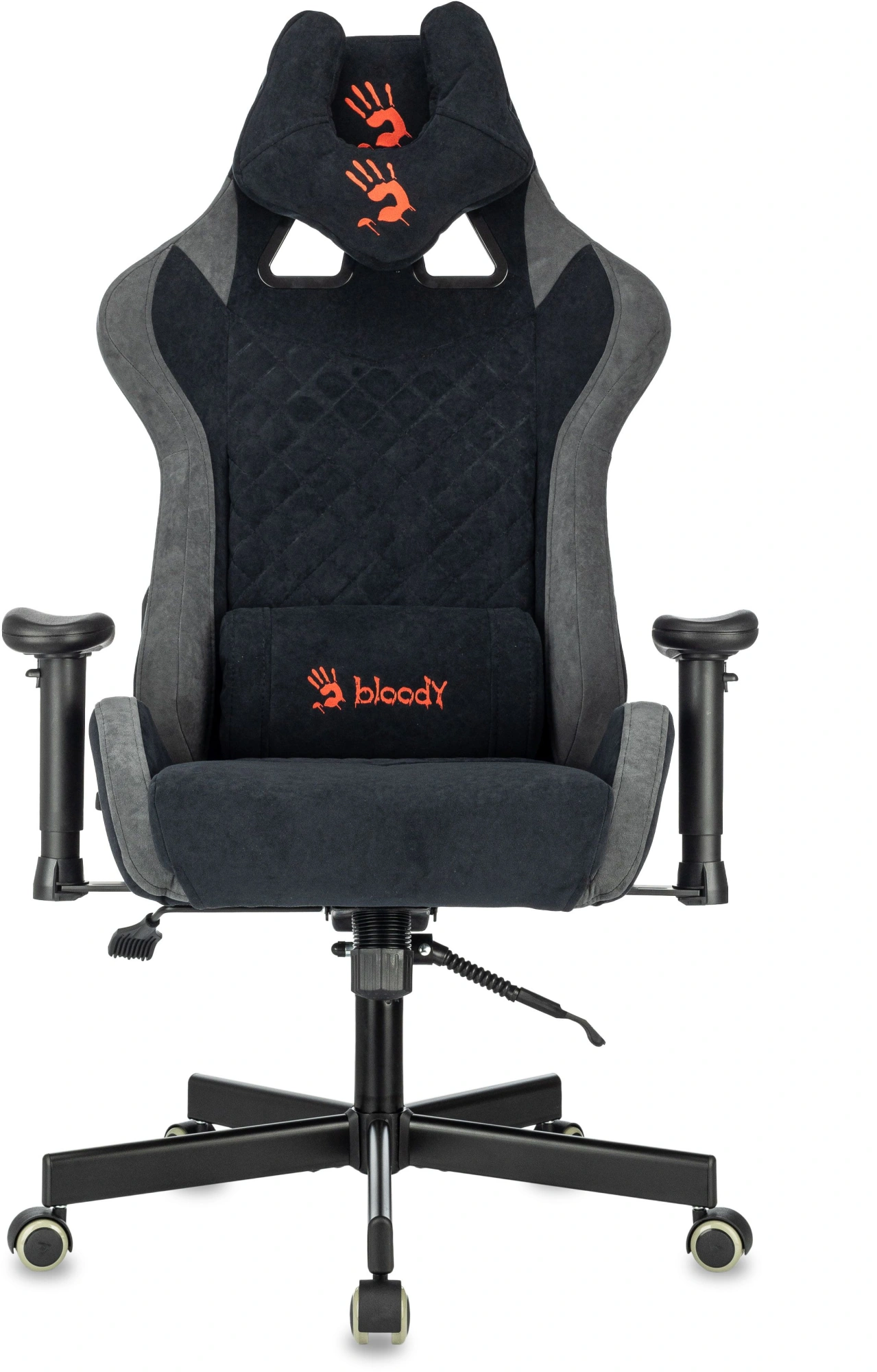Кресло игровое A4Tech Bloody GC-580 черный/серый искусственная замша с подголов. крестов. — миниатюра 2